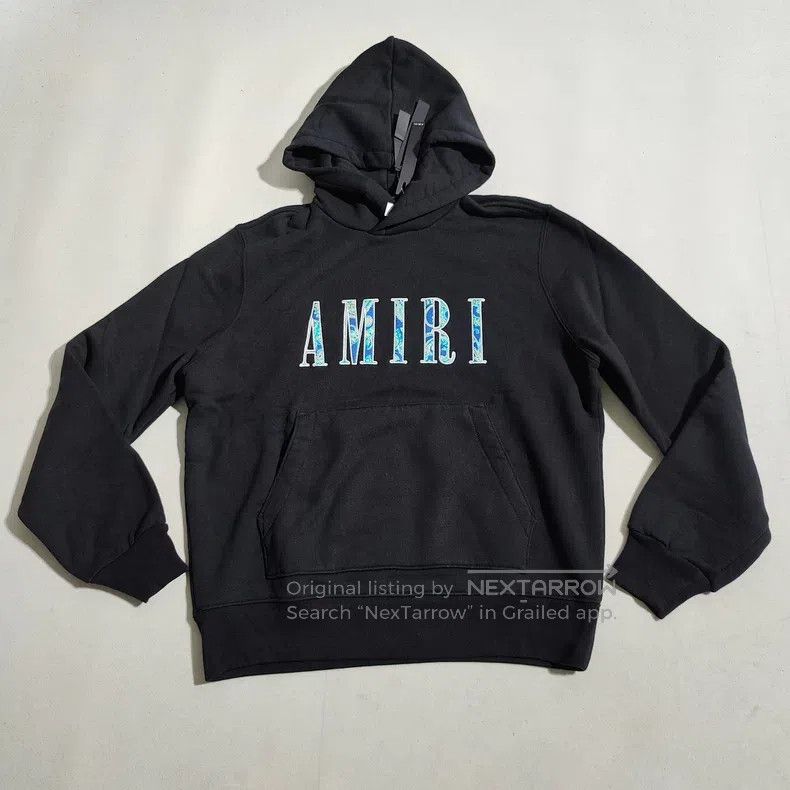 Amiri Amiri Size S Blue cashew flower letter hooded sweater hoodi Size US S / EU 44-46 / 1 - 1 Thumbnail