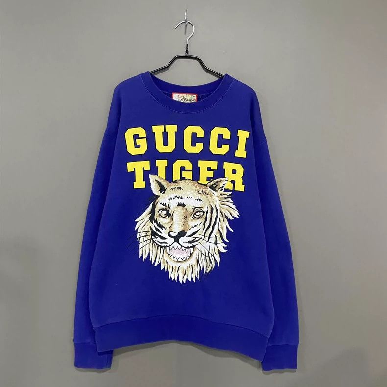 Gucci Gucci Blue tiger head printed sweatshirt 2503-Nextarrow Size US S / EU 44-46 / 1 - 2 Thumbnail