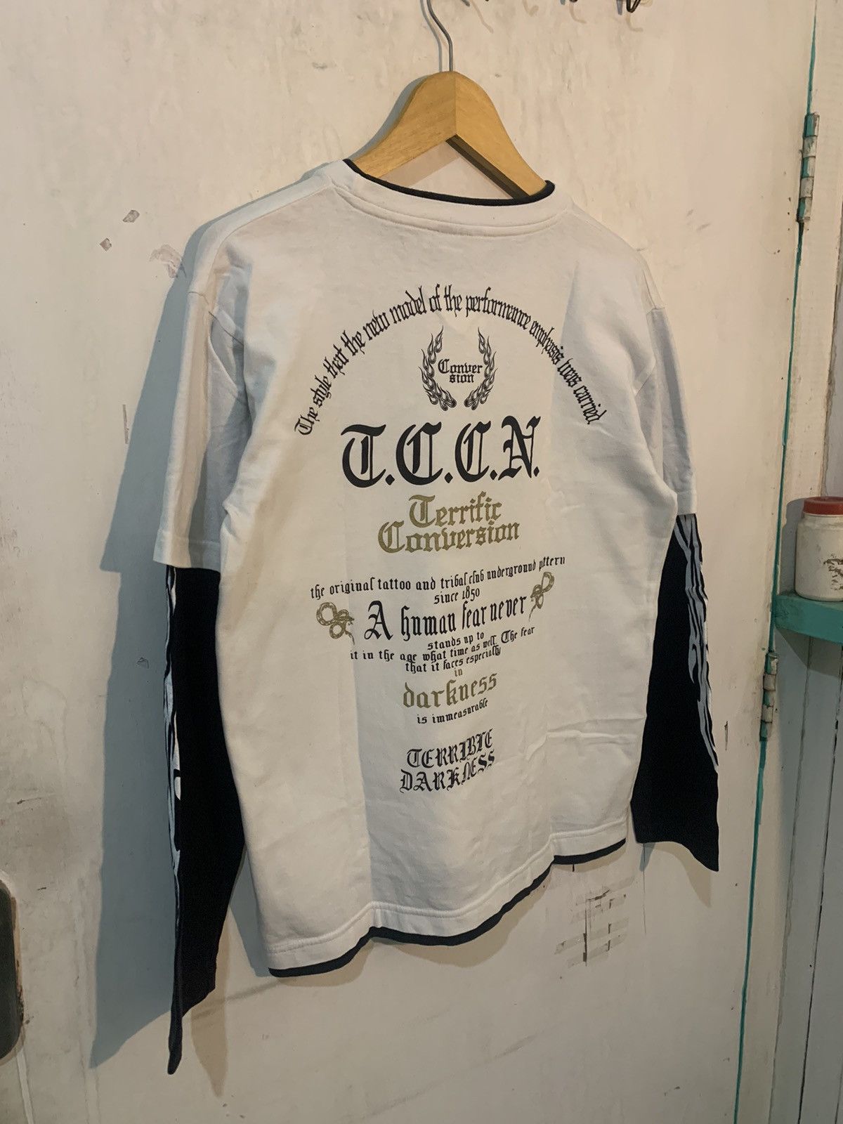 14th Addiction × If Six Was Nine × Le Grande Bleu (L.G.B.) Japanese poem double layer Long Sleeve Size US M / EU 48-50 / 2 - 6 Thumbnail