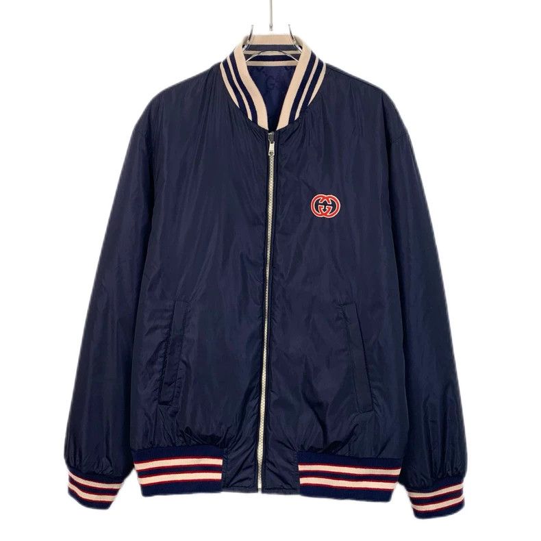 Gucci Gucci Dark blue dark pattern logo full print zipper basebal Size US L / EU 52-54 / 3 - 3 Thumbnail
