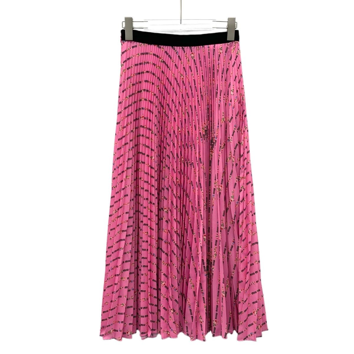 Miu Miu Miu Miu Pink Logo Letter Pop-up Full Print Pleated Skirt Size 26" / US 2 / IT 38 - 2 Thumbnail