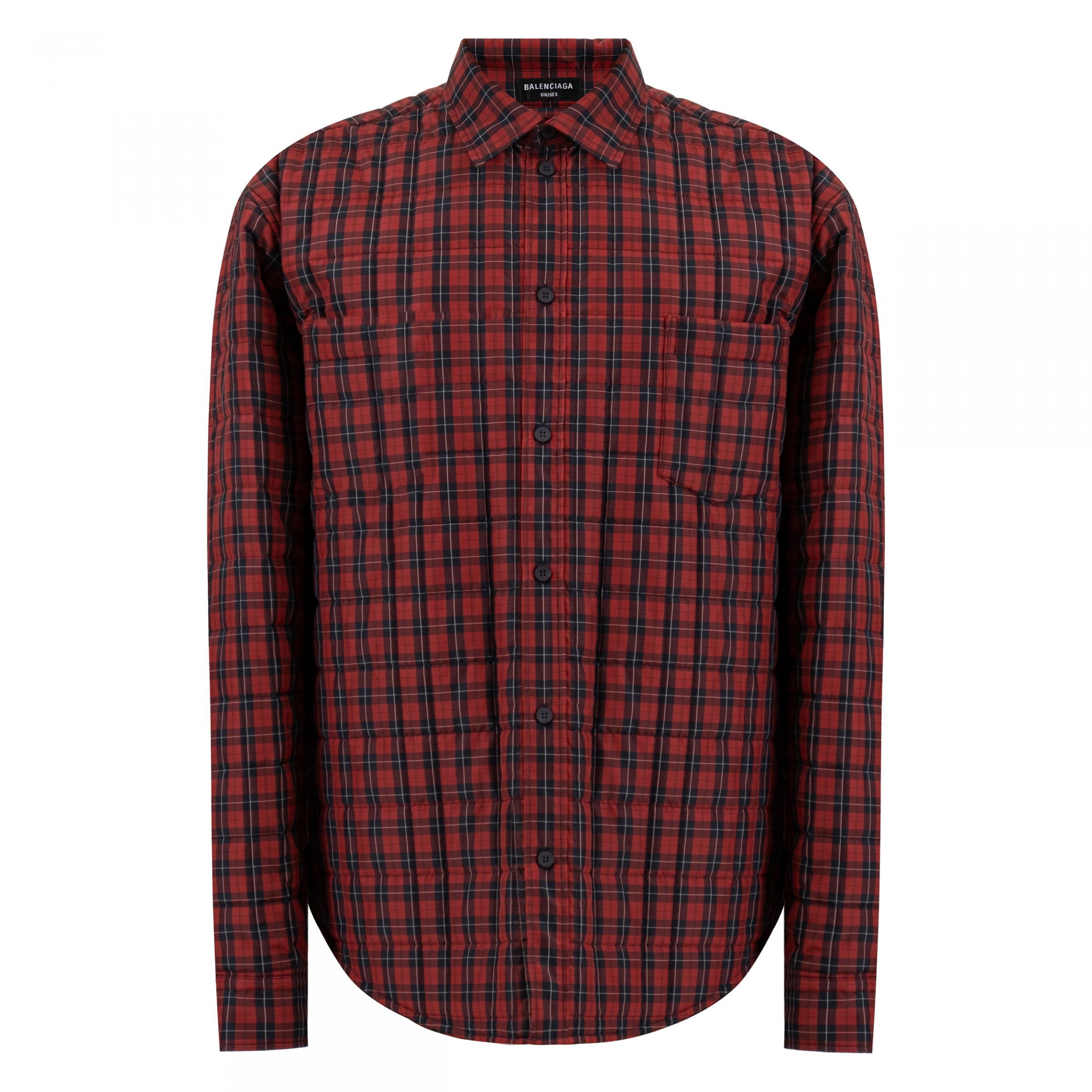 image of Balenciaga O1Mt1Gz0524 Paddind Shirt In Red/black, Men's (Size Small)