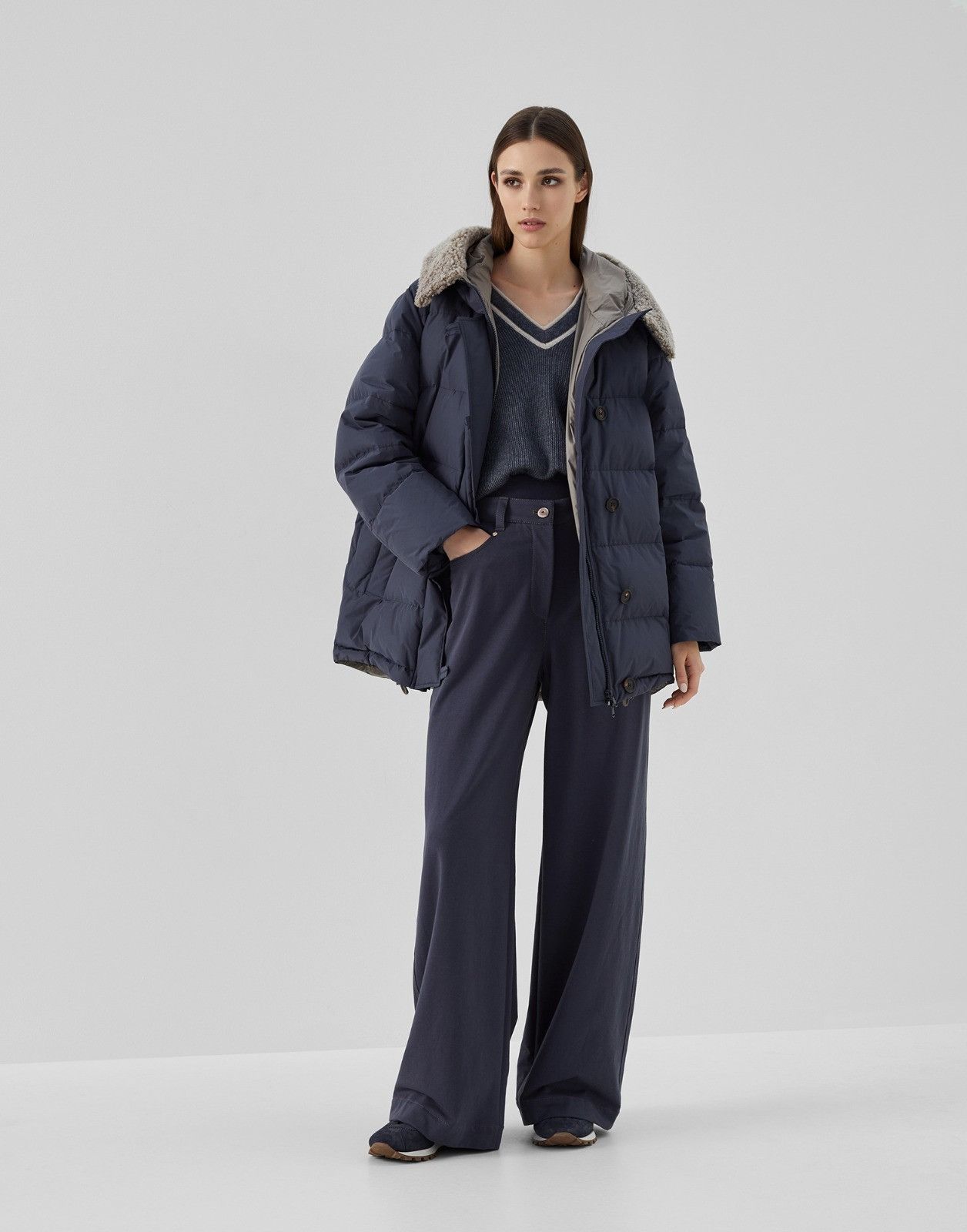 Brunello Cucinelli o1la1rc1a0225 Padded Jacket in Navy Size S / US 4 / IT 40 - 3 Thumbnail