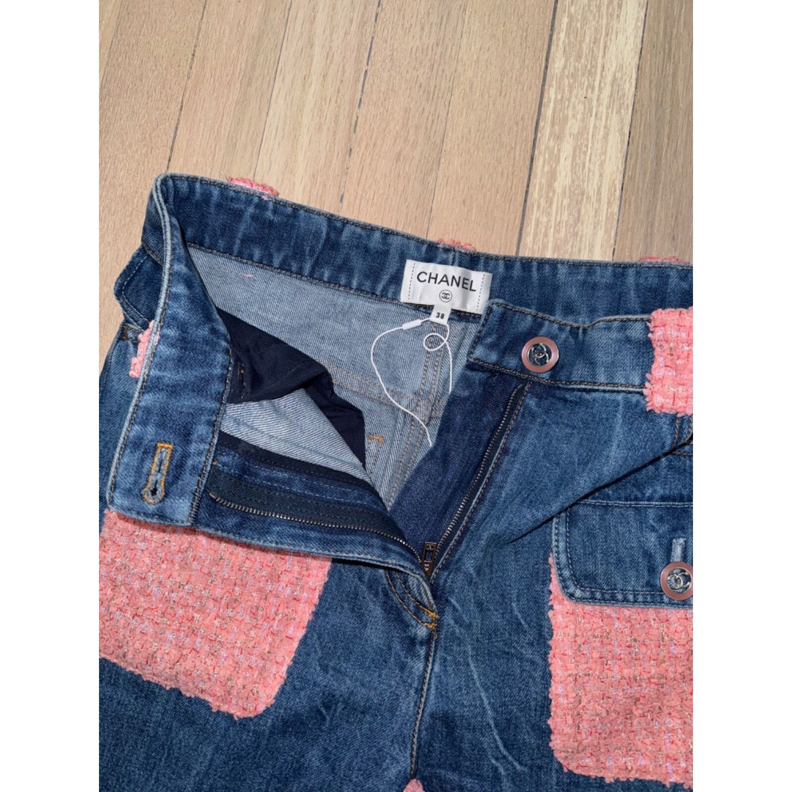 Chanel Chanel Gold Iridescent Tweed CC Logo Button Regular Jeans 38 Size 26" / US 2 / IT 38 - 14 Thumbnail