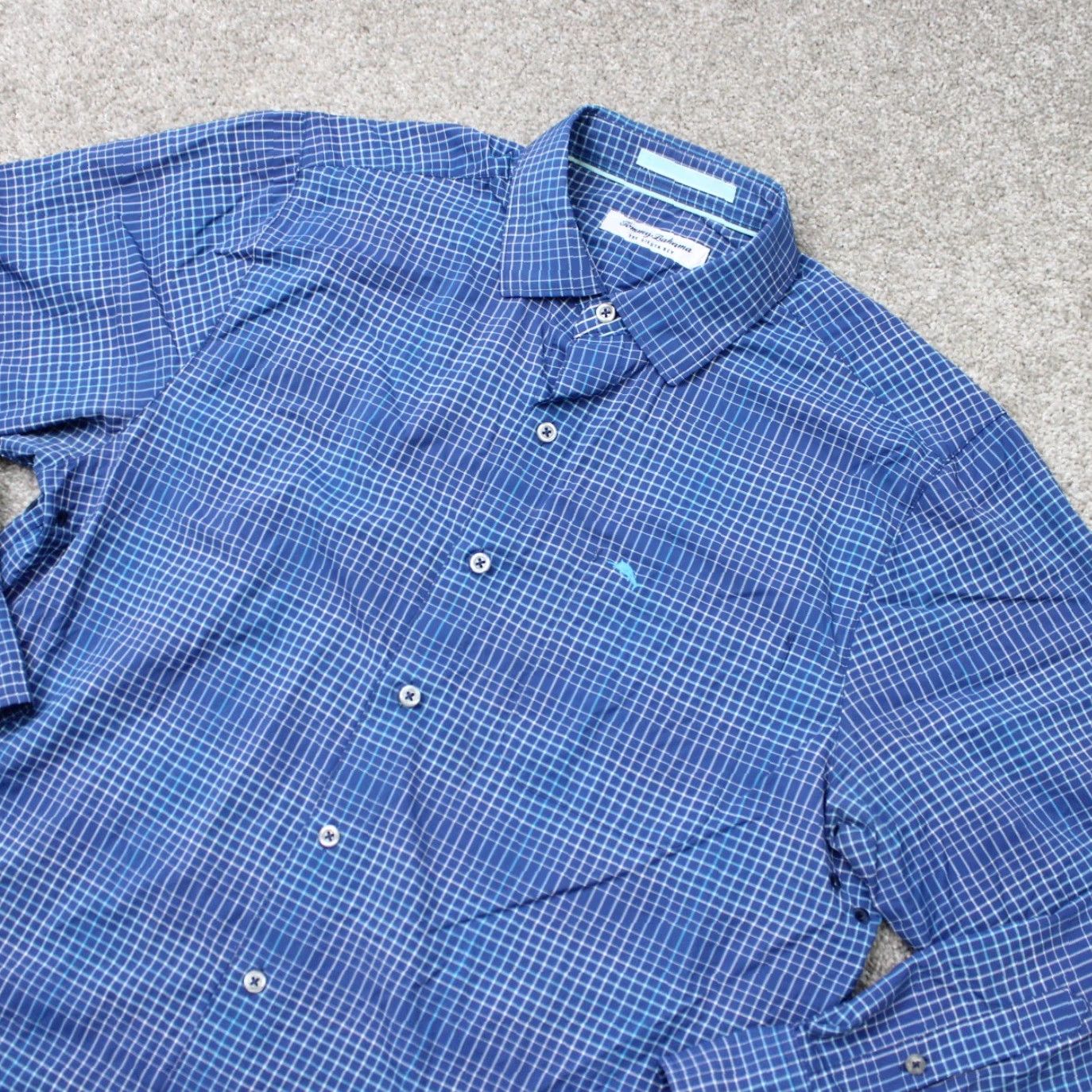 Tommy Bahama Tommy Bahama Shirt Mens Medium Blue Siesta Key Nylon Stretch Long Sleeve Vented Shirt Size US M / EU 48-50 / 2 - 3 Thumbnail