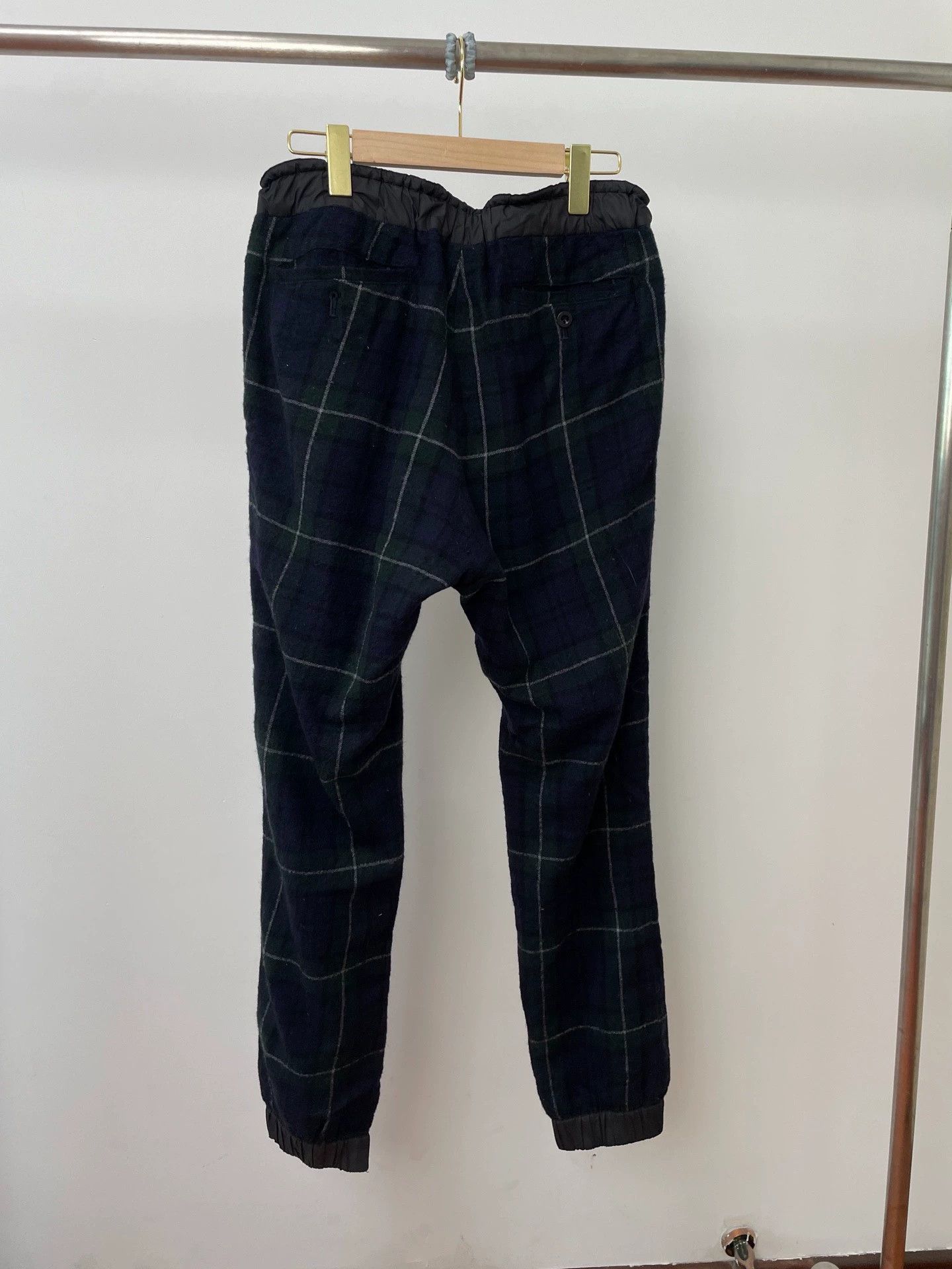 Sacai Sacai Edison Chen Navy Check Cashmere Pants 2 Size US 32 / EU 48 - 2 Thumbnail