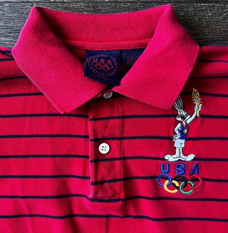 USA Olympics Vintage 90s USA bugs bunny polo Size US S / EU 44-46 / 1 - 2 Thumbnail