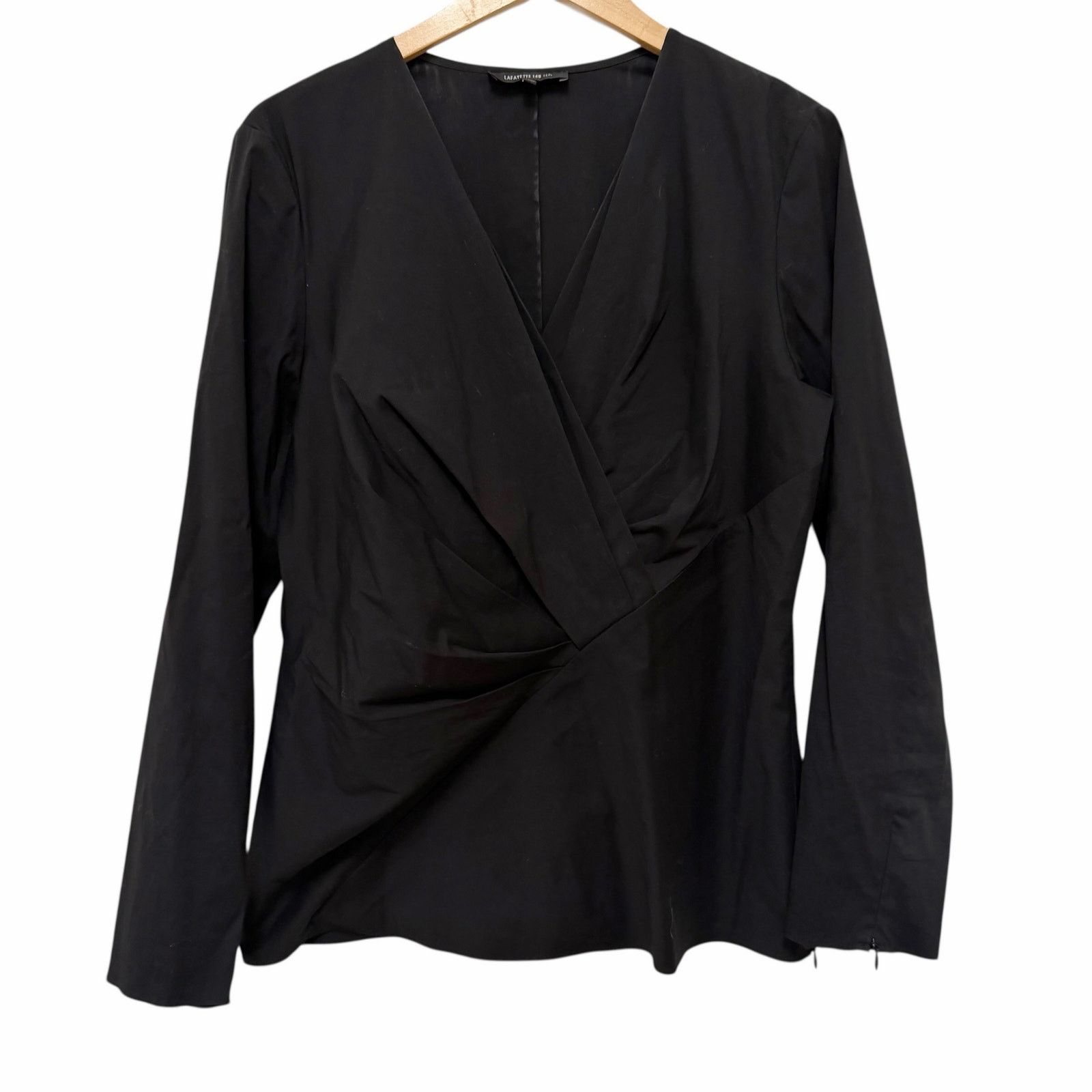 Other Lafayette 148 Black Surplice Long Sleeve Shirt Sz 12 Size XL / US 12-14 / IT 48-50 - 1 Thumbnail