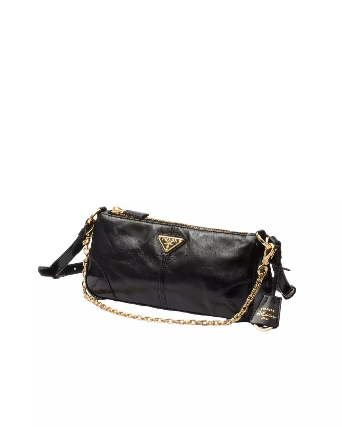 Prada PRADA Re-Edition 2002 Medium Black Leather Shoulder Bag Size ONE SIZE - 3 Thumbnail