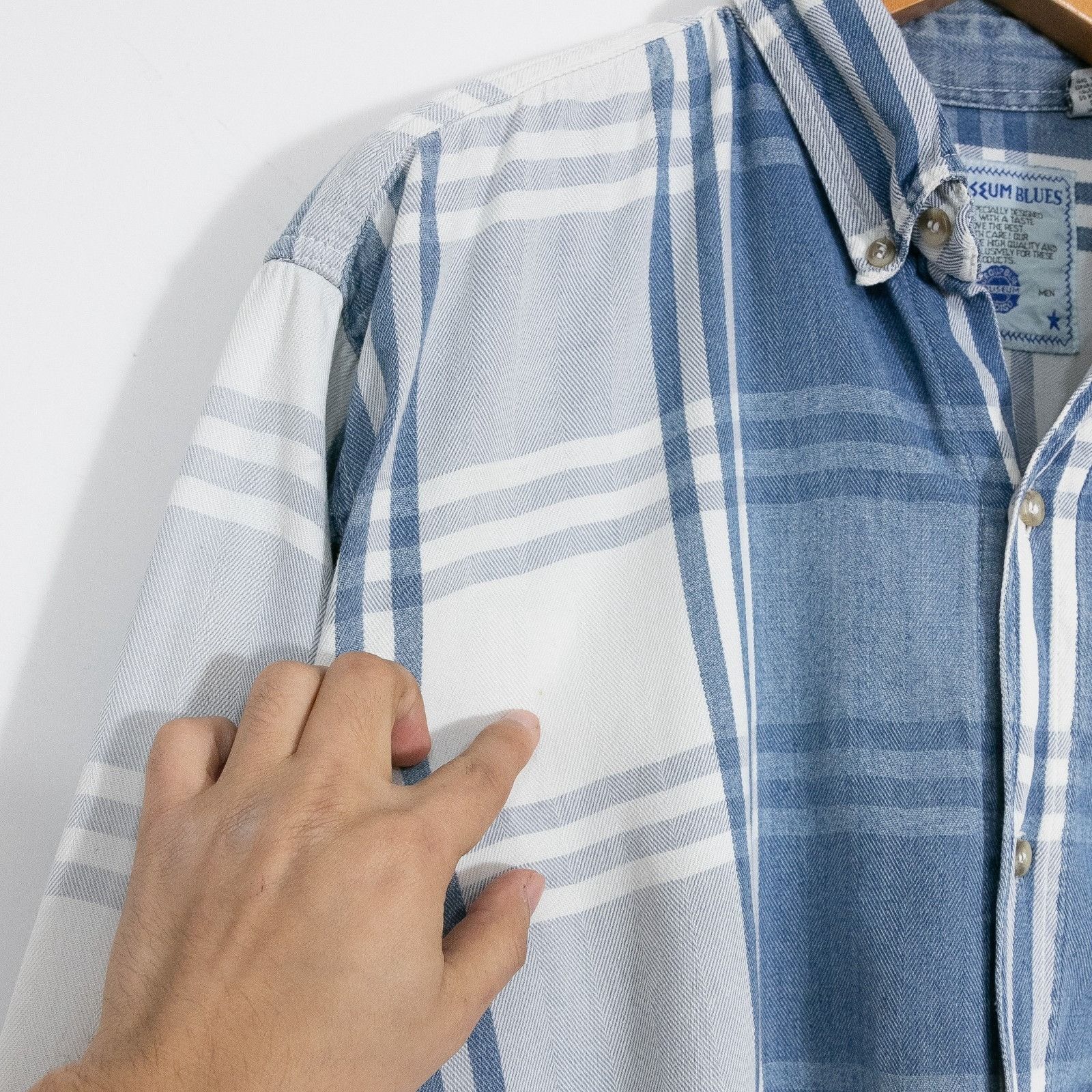 Vintage Vintage 90s Coliseum Blues Denim Shirt Mens XL Square Plaid Size US L / EU 52-54 / 3 - 4 Thumbnail
