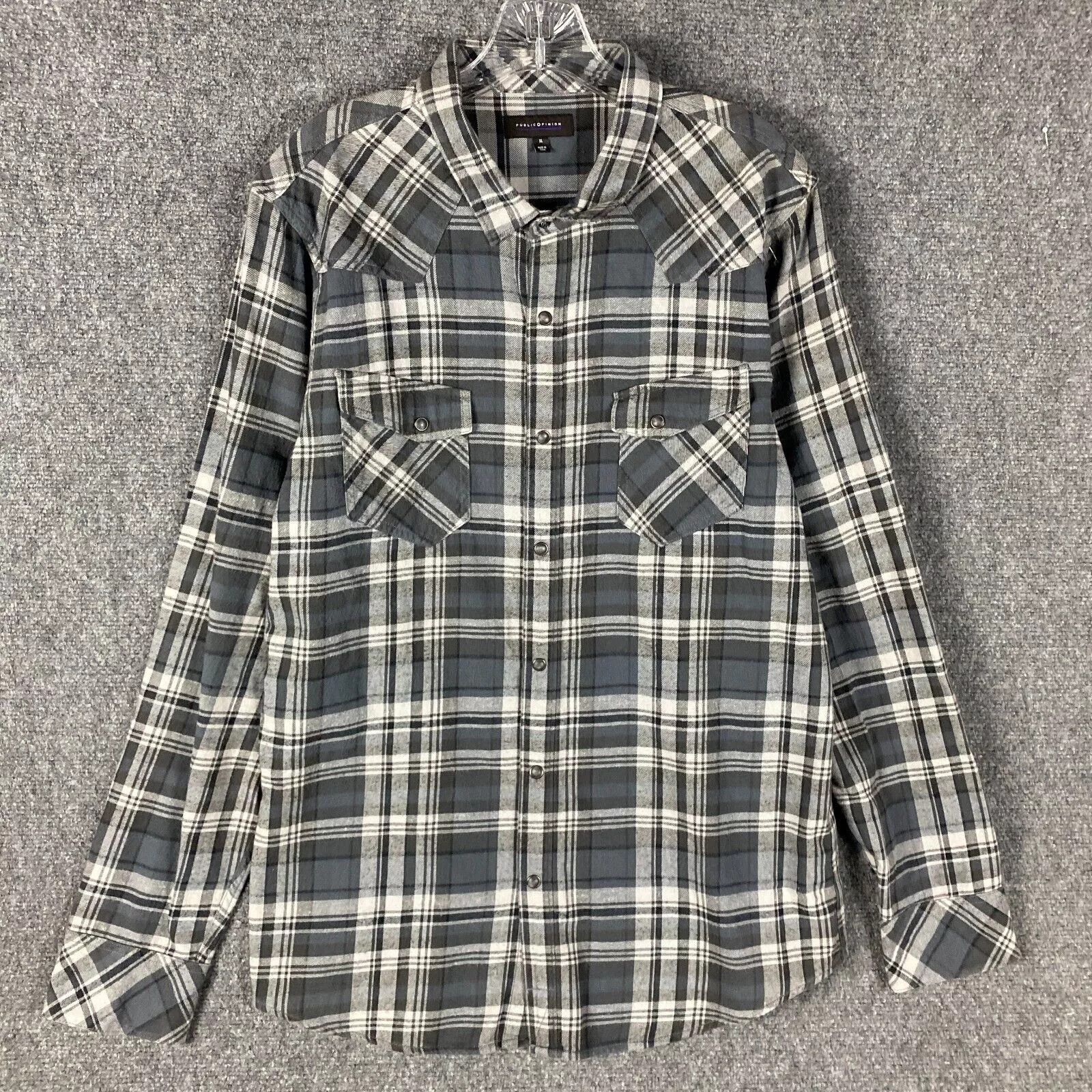 Public Opinion Public Opinion Flannel Shirt Men's XL Pearl Snap Plaid Size US XL / EU 56 / 4 - 1 Thumbnail
