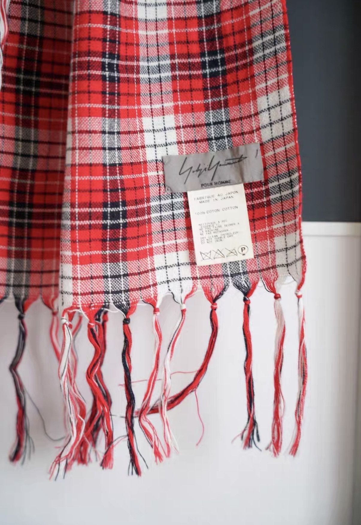 Yohji Yamamoto Yohji Yamamoto 13ss Red Plaid Fringe Scarf K4 Size ONE SIZE - 3 Thumbnail