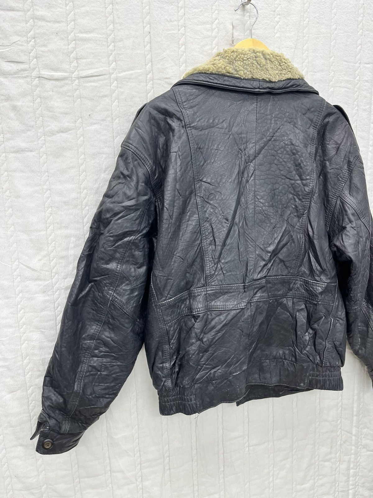 Vintage ARCHIVE🔥VTG HEMMINGWAY LEATHER SHERPA BOMBER JACKET Size US L / EU 52-54 / 3 - 5 Thumbnail