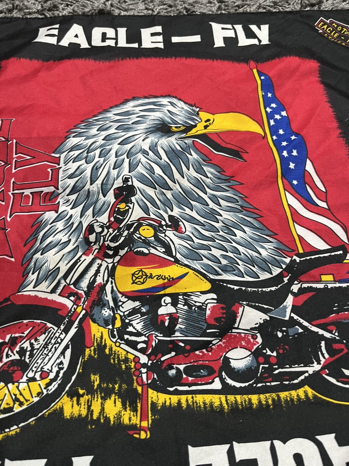 Vintage Vintage Eagle-Fly Biker Bandana American Flag & Motorcycle Size ONE SIZE - 4 Thumbnail