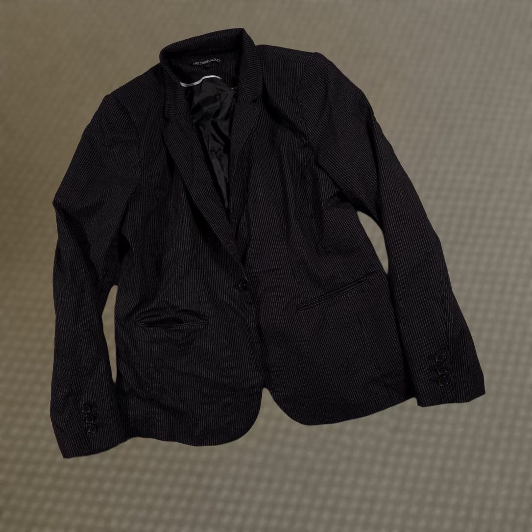Apt. 9 The Torie Jacket Blazer Womens 16 Black Pinstripe One Button Notch Lapel Career Size XXL / US 16-18 / IT 52-54 - 1 Thumbnail