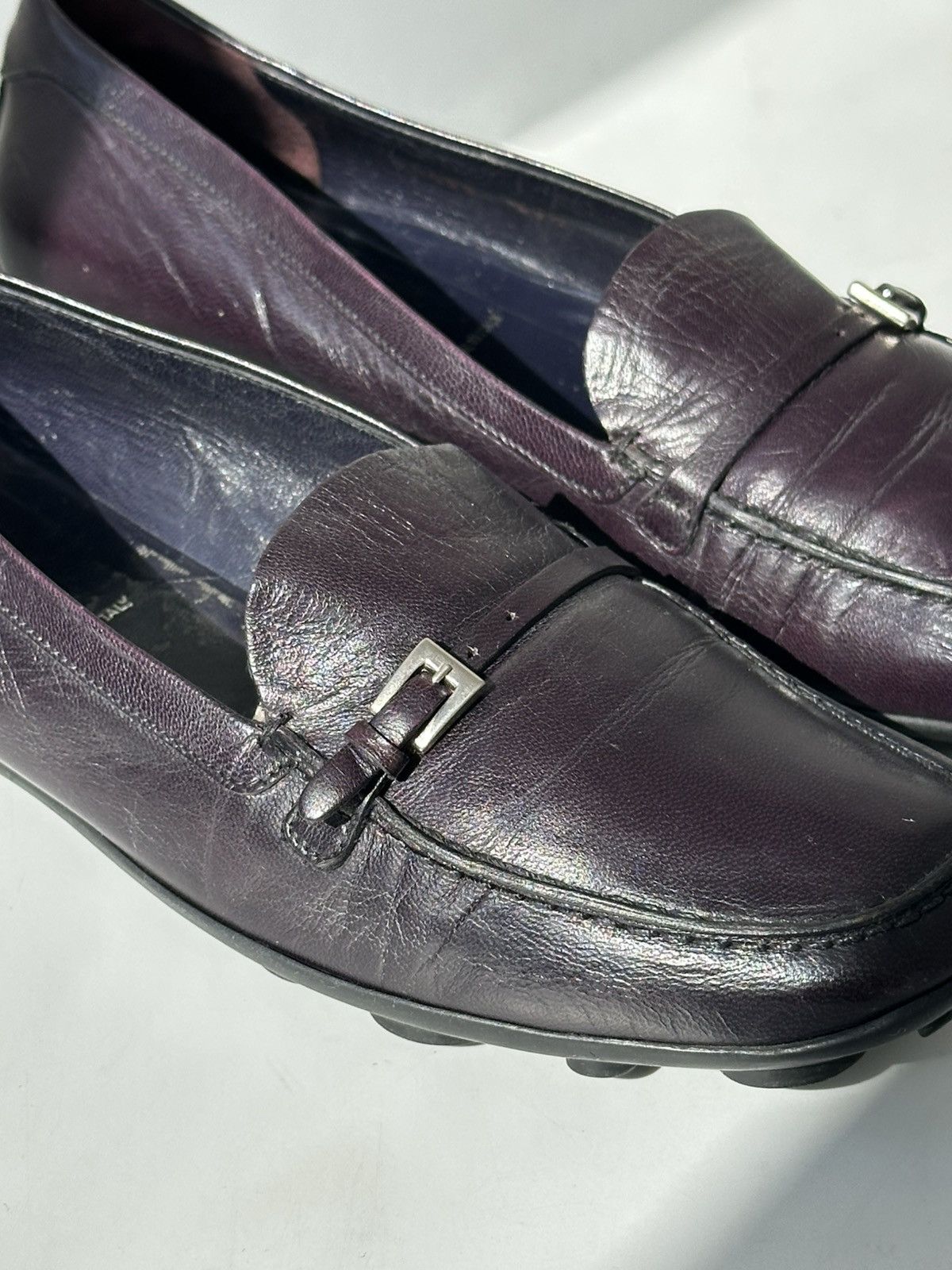 Prada *sz40* PRADA 2000’s Bubble Sole Purple Leather Loafers shoes Size US 10 / IT 40 - 7 Thumbnail