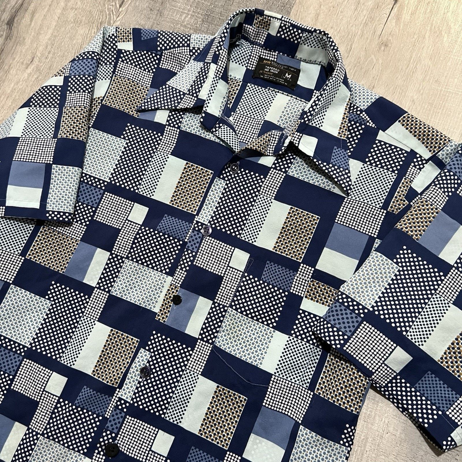 Vintage VTG Montgomery Ward Geometric Polka Dot Disco Button Shirt Size US M / EU 48-50 / 2 - 3 Thumbnail