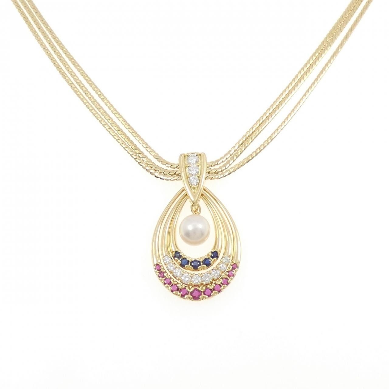 Mikimoto Mikimoto Mikimoto Au750 Color Stone Necklace Metal Necklace DUTY FREE for USA Size ONE SIZE - 1 Thumbnail