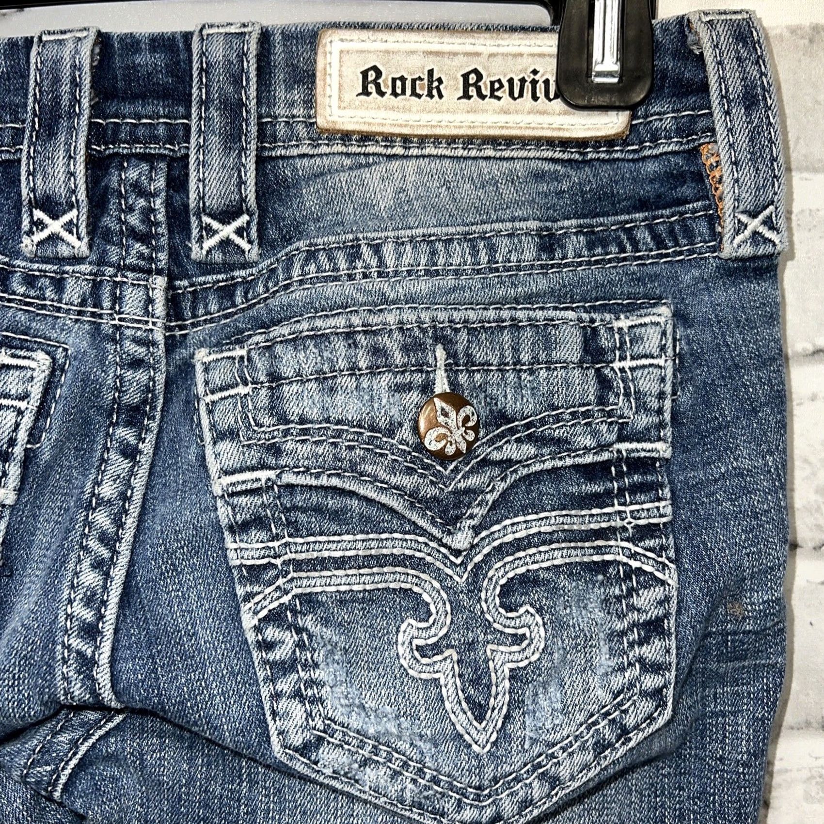 Vintage Rock Revival Alivia Jeans Blue Distressed Womens Size 26 32” Inseam Distressed Jeans Womens Size 27" / US 4 / IT 40 - 3 Thumbnail