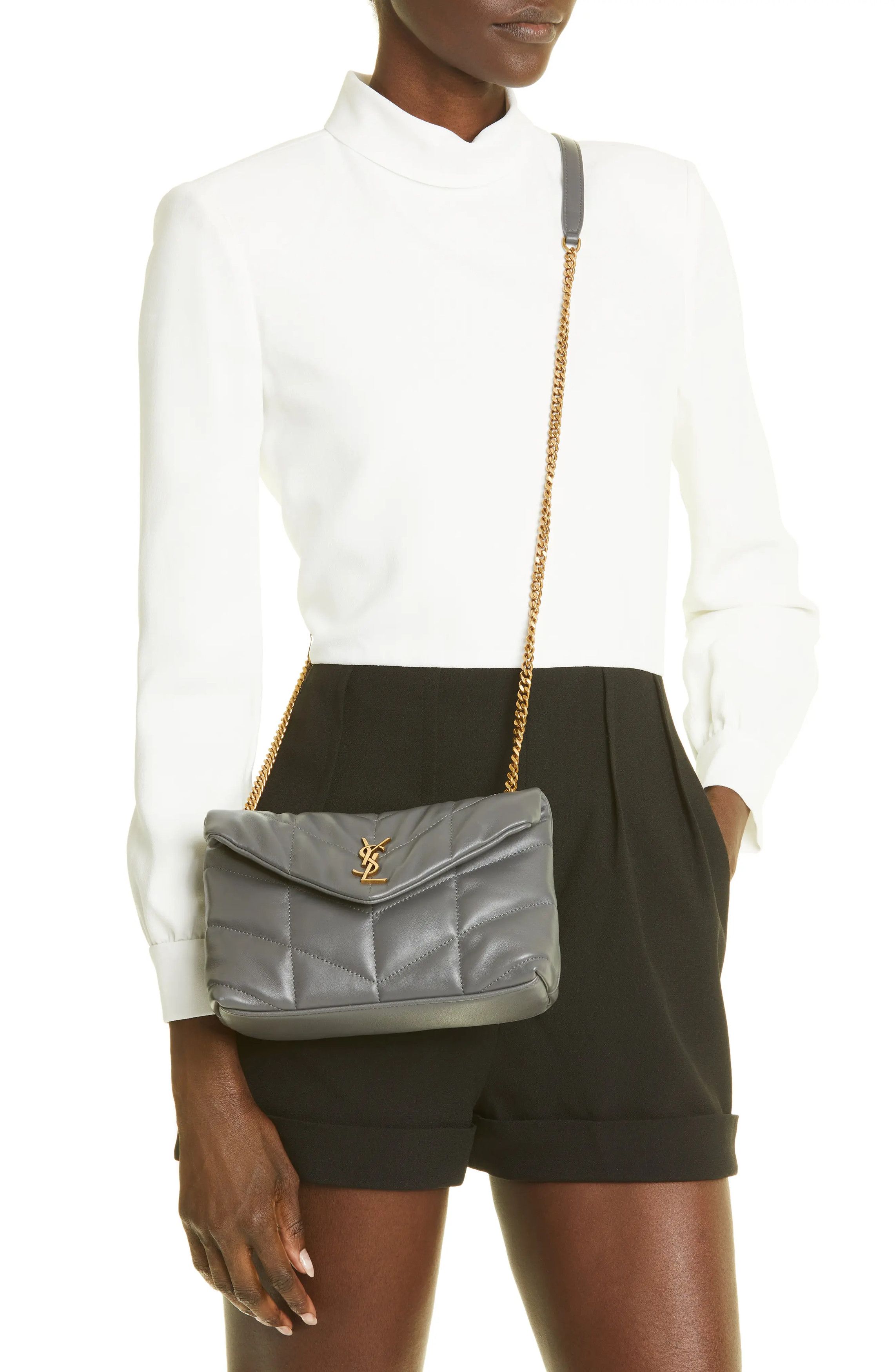 Saint Laurent Paris o1b1hav110225 Size: OS / Puffer Toy Leather Bag Storm Gray Size ONE SIZE - 4 Thumbnail