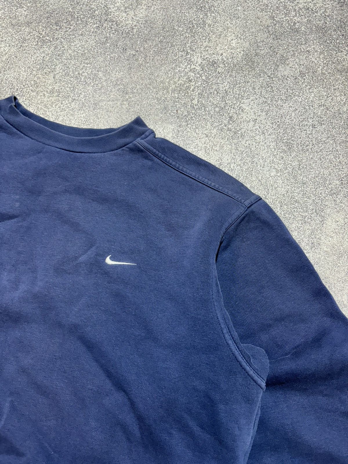 Nike × Vintage 90s Nike Vintage Blue Sweatshirt Drill Small Swoosh size M Size US M / EU 48-50 / 2 - 5 Thumbnail