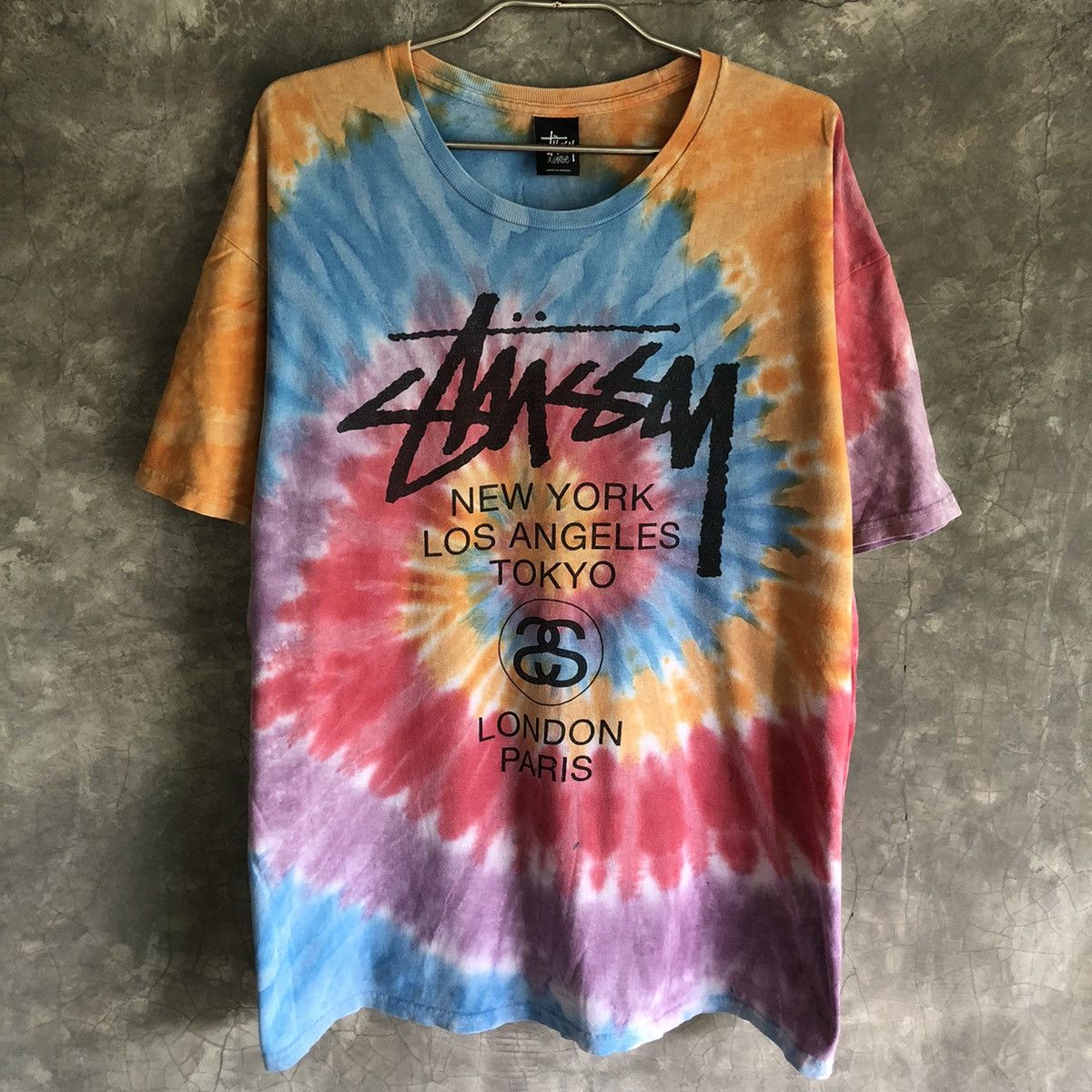 Stussy T-Shirt Vintage Tie Dye Logo Streetwear Style Size XL