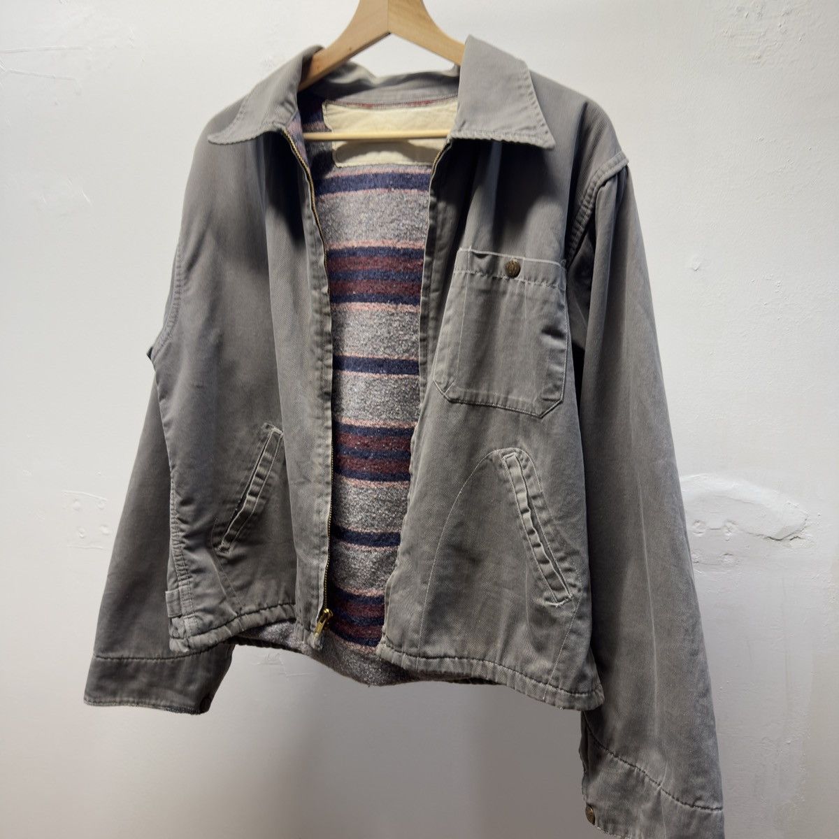 Vintage 50s 60s Thrashed Faded Distressed Work Jacket ERD Grunge Size US L / EU 52-54 / 3 - 2 Thumbnail