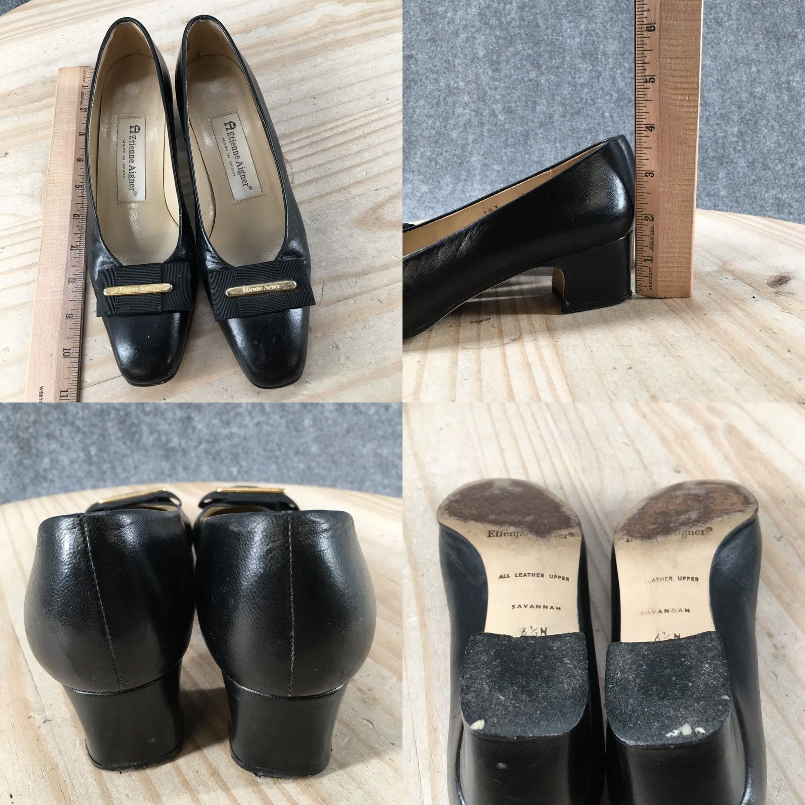Aigner Aigner Pumps Womens Black Savannah Slip On Leather Comfort Casual Size US 7 / IT 37 - 8 Thumbnail