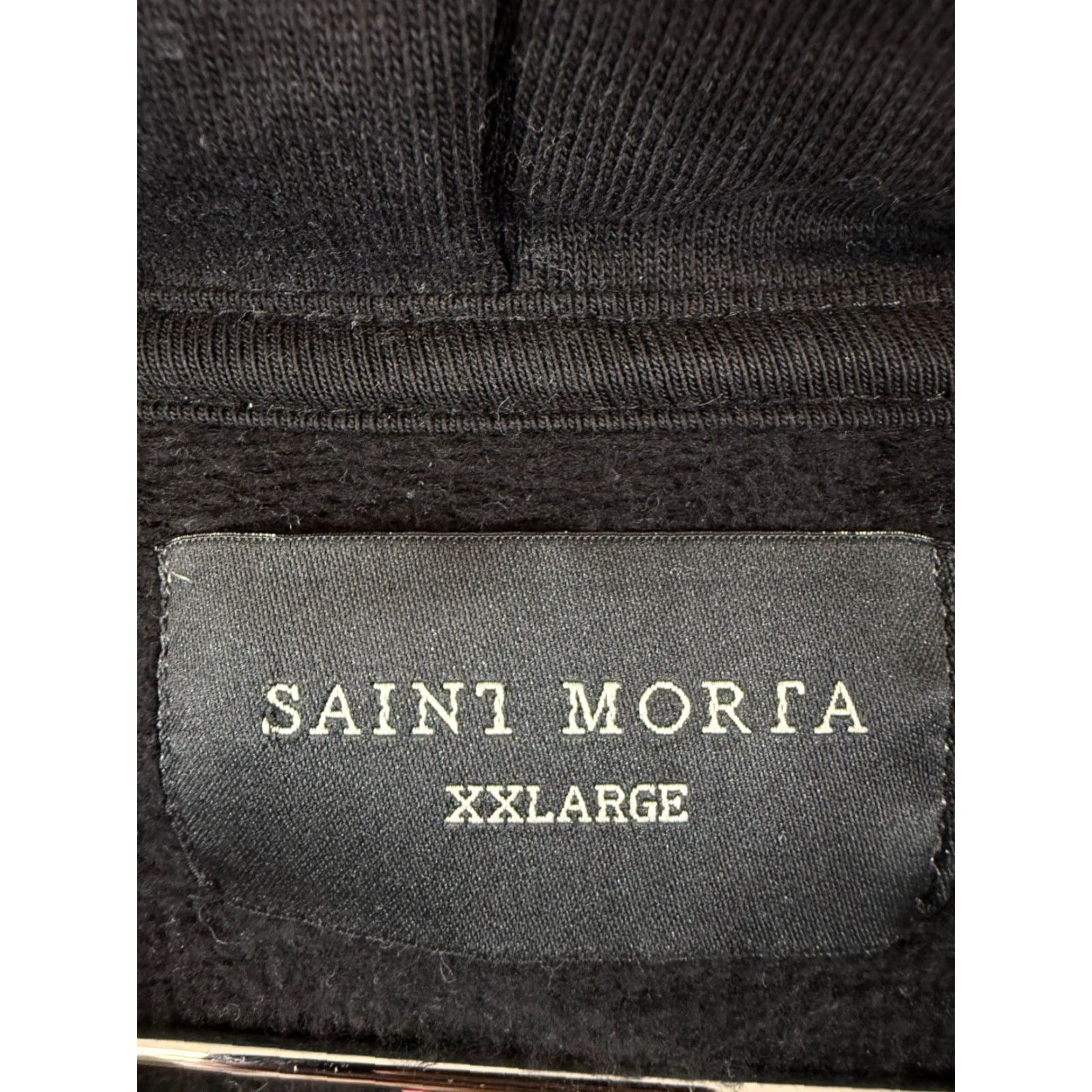 Vintage VINTAGE Saint Morta Graveyard Hooded Sweatshirt Mens 2XL Black Fleece Pullover Kangaroo Pockets Long Sleeve Size US XXL / EU 58 / 5 - 6 Thumbnail