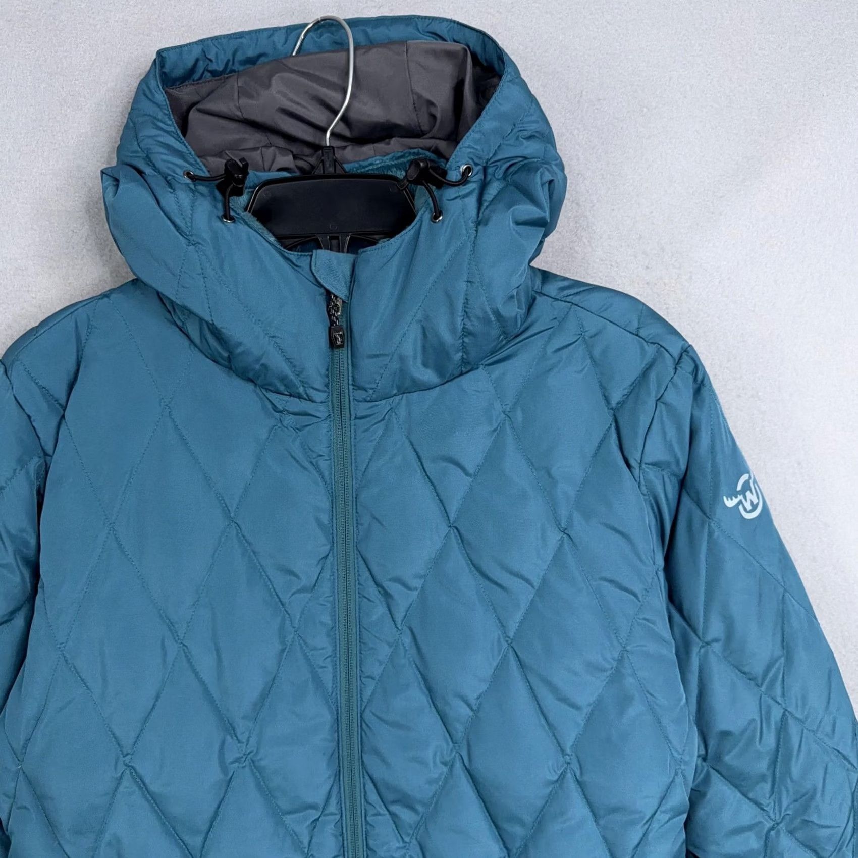 Vintage Moosejaw Coat Womens Large Blue Quilted Down Puffer Hooded Long Winter Jacket Size L / US 10 / IT 46 - 2 Thumbnail