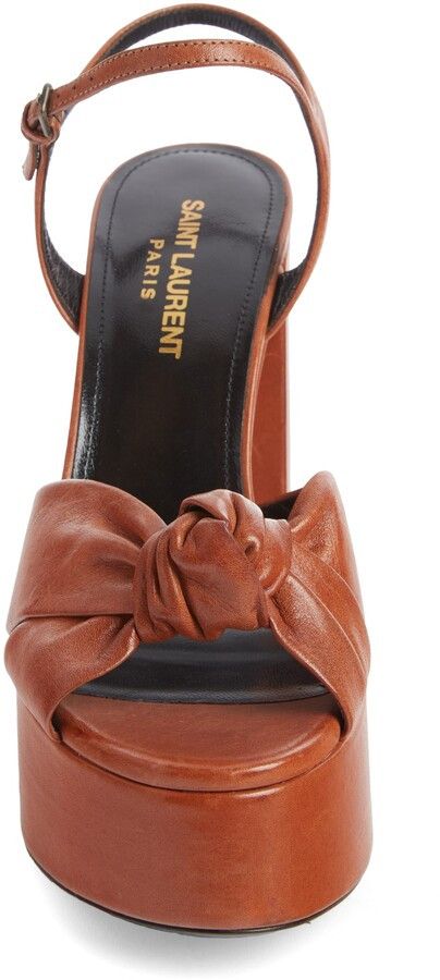 Saint Laurent Paris o1bcso1str1124 Platz Platform Sandals in Brown Size US 9.5 / IT 39.5 - 4 Thumbnail