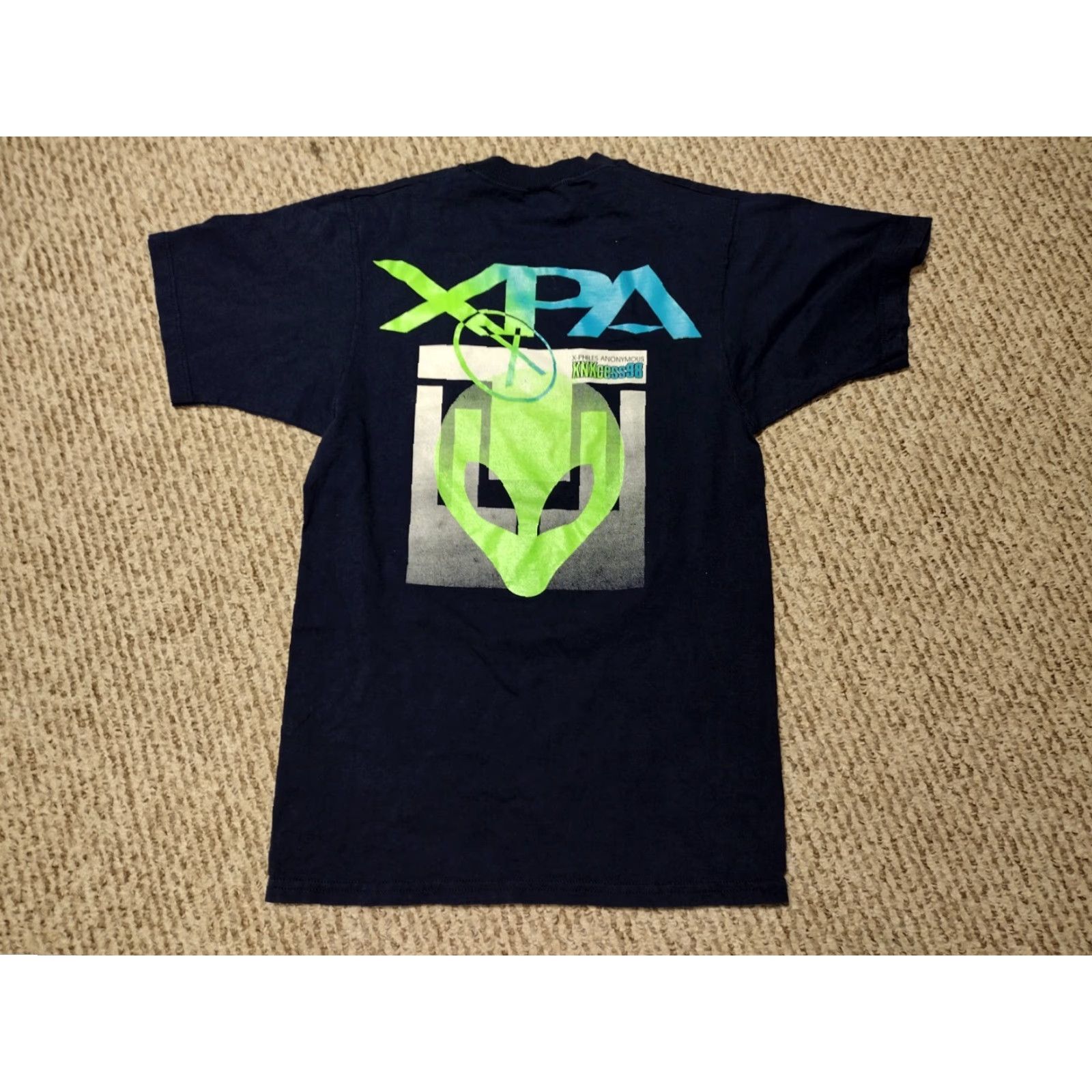 Vfiles VINTAGE 1990s X Files Movie TV Show Shirt Alien UFO Navy Blue S Crew Neck Short Sleeve Cotton Graphic Print Men Regular Small Retro No One Xpa Size US S / EU 44-46 / 1 - 3 Thumbnail