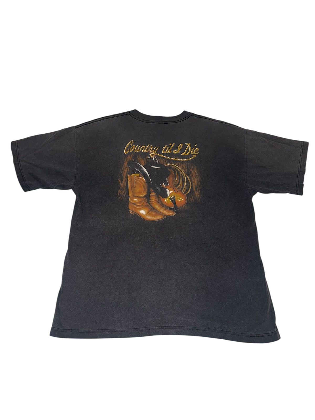 Vintage Vintage 90s Sun Faded ‘Country Til I Die’ T-shirt Size US XL / EU 56 / 4 - 2 Thumbnail