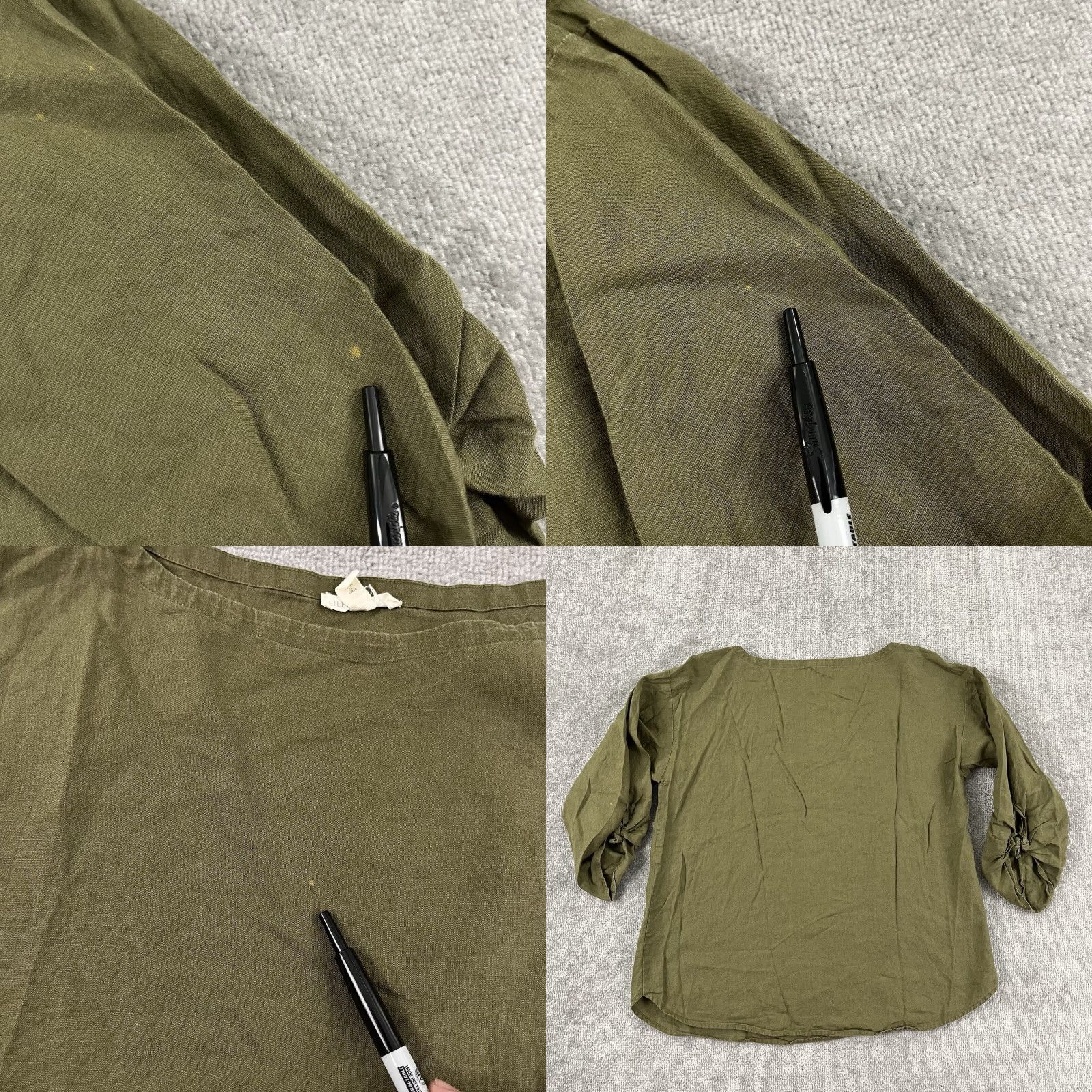 Eileen Fisher Shirt EILEEN FISHER Medium Green 100% Organic Linen Oversized Blouse Top Womens Size M / US 6-8 / IT 42-44 - 8 Thumbnail