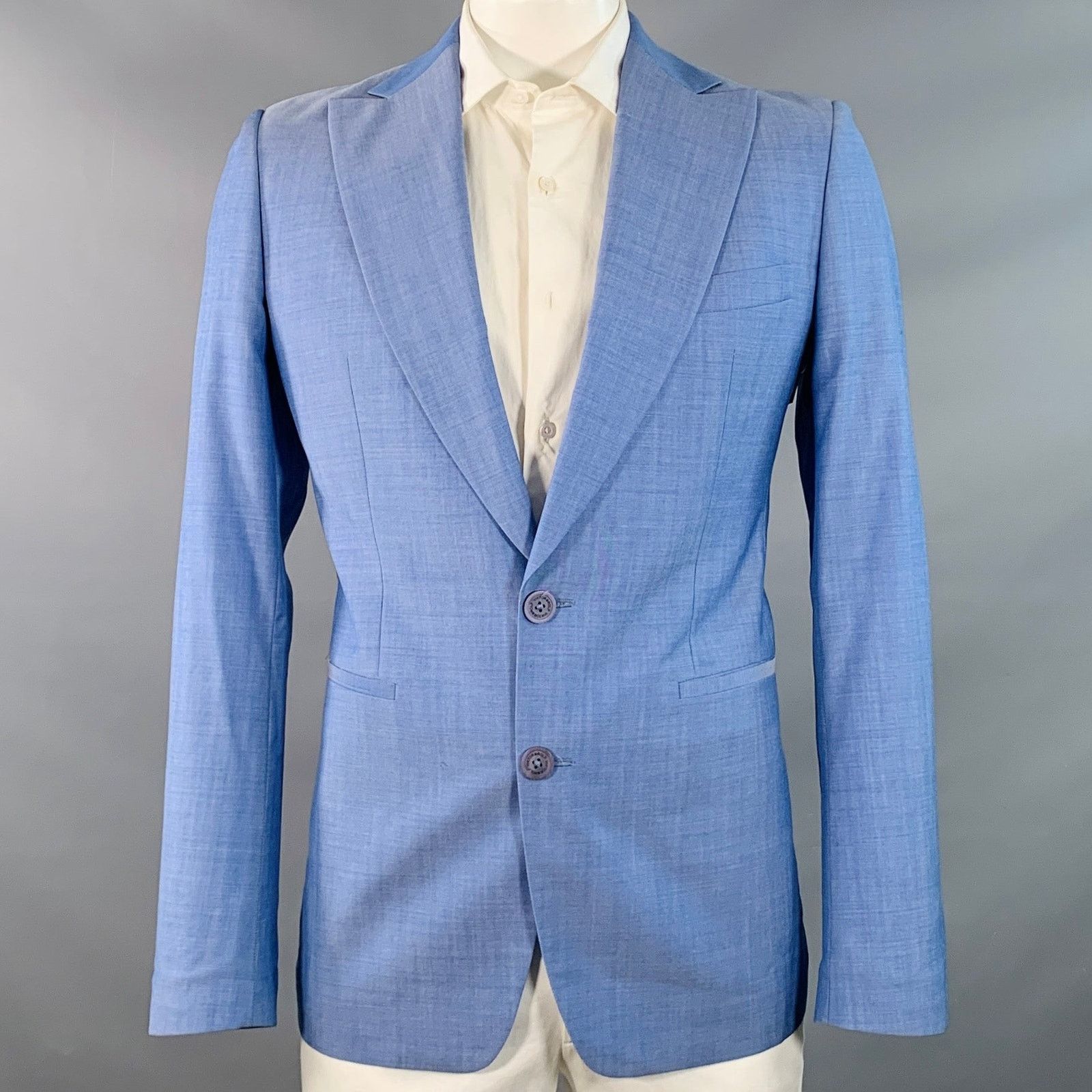 Viktor & Rolf VIKTOR & ROLF Size 42 Blue Virgin Wool Peak Lapel Sport Coat Size 42R - 1 Thumbnail