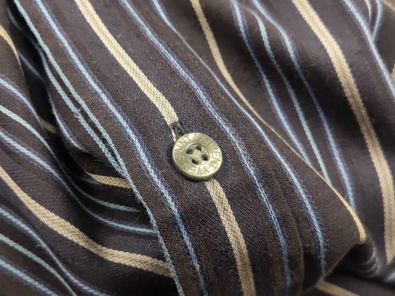 Yves Saint Laurent Yves Saint Laurent Vintage Striped Blue shirt short sleeves Size US XL / EU 56 / 4 - 12 Thumbnail
