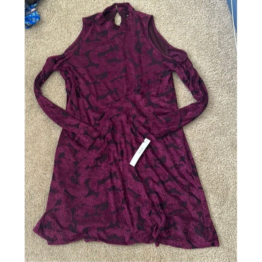 MAGGY LONDON Elegant Burgundy Patterned Dress Size XL / US 12-14 / IT 48-50 - 1 Thumbnail