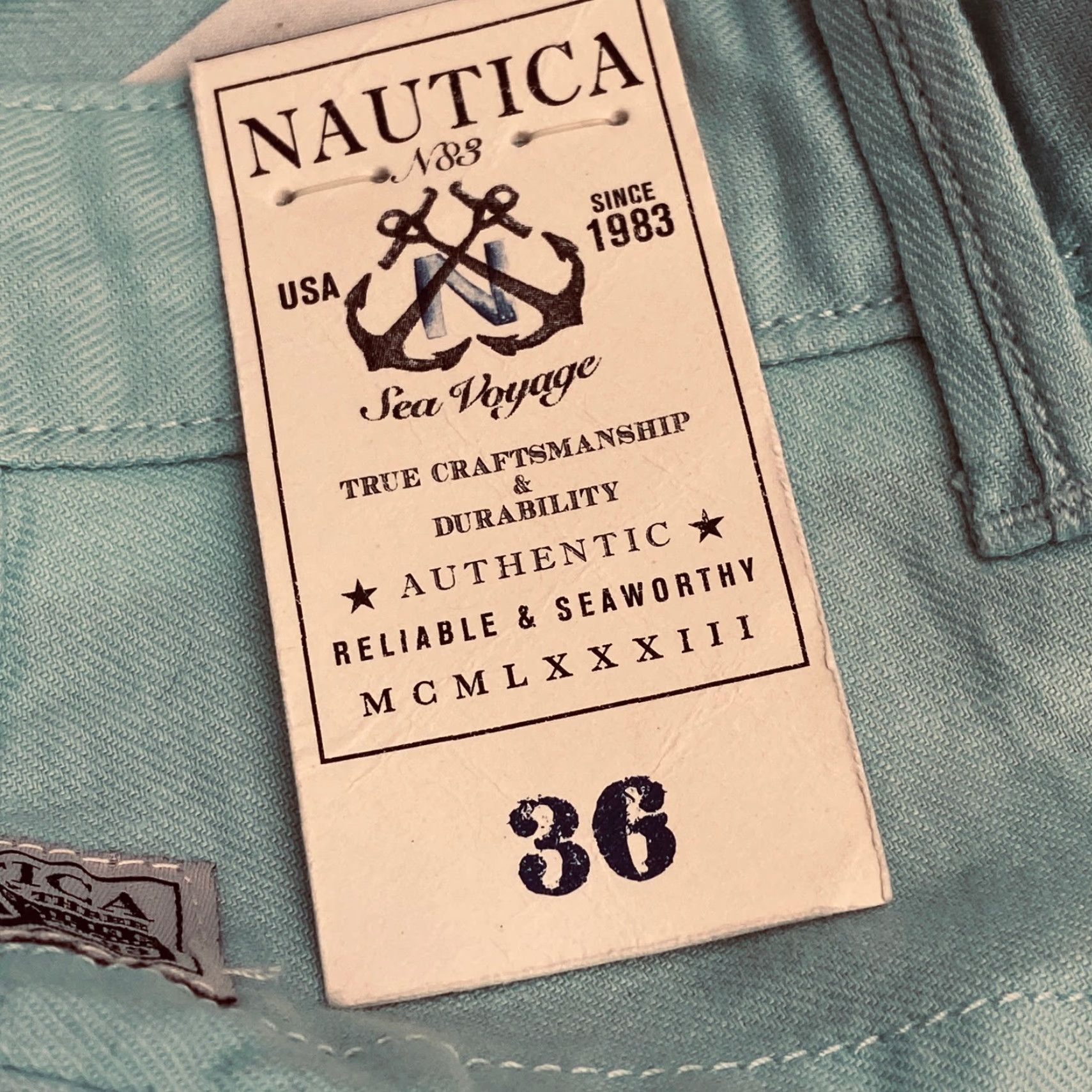 Nautica Nautica Chino Shorts Men's 36x10 Blue Linen Blend Drawstring WNT NWT 6674 Size US 36 / EU 52 - 7 Thumbnail