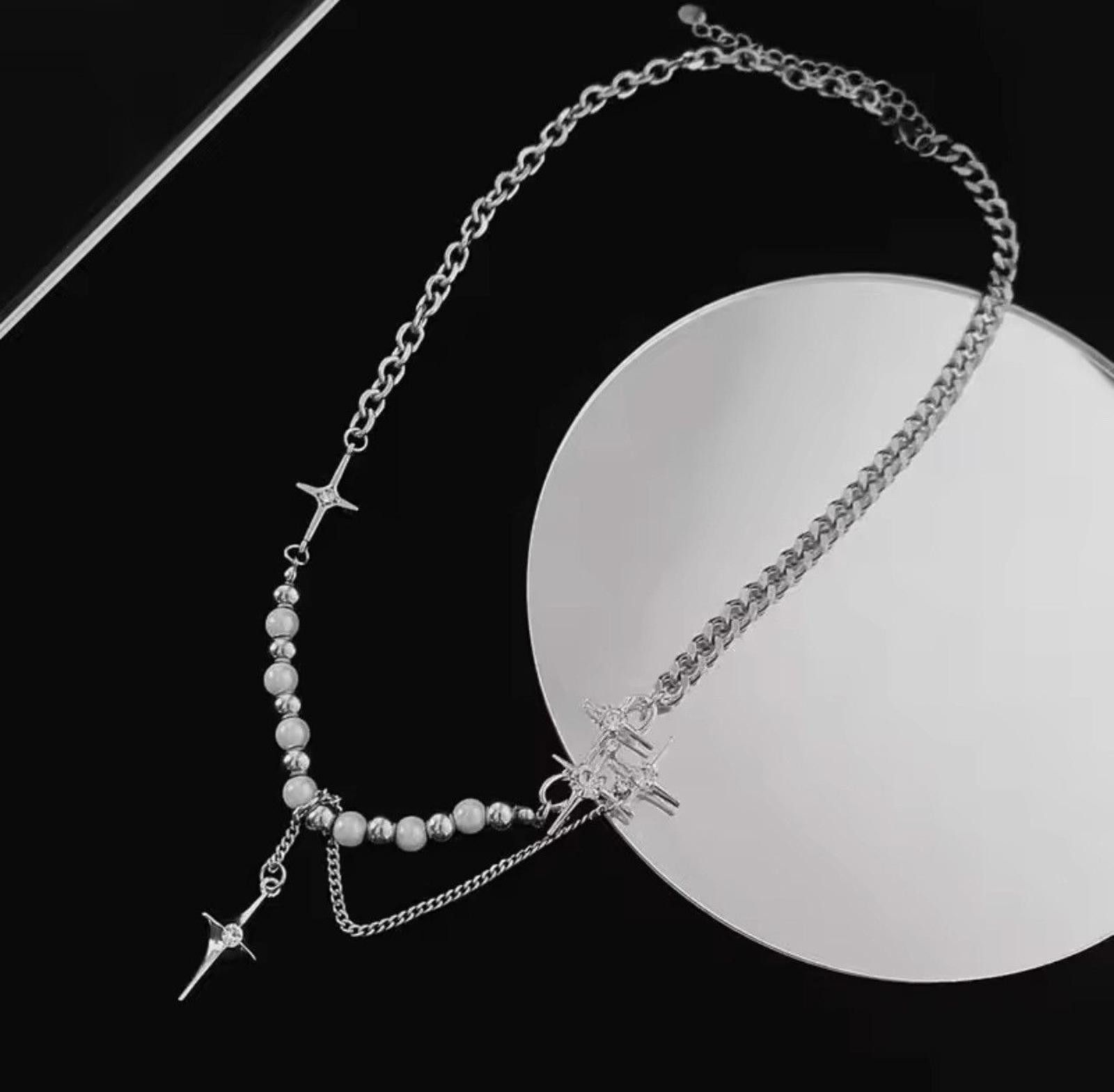 Other Silver Chain Necklace with Beads and Spikes Size ONE SIZE - 3 Thumbnail