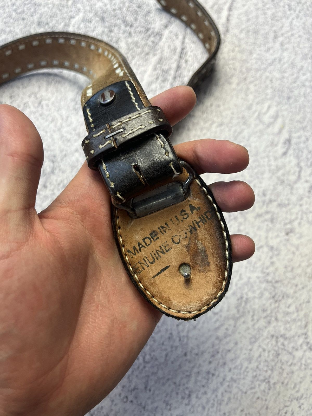 Leather Men’s Vintage Leather Belt Y2K Size ONE SIZE - 9 Thumbnail