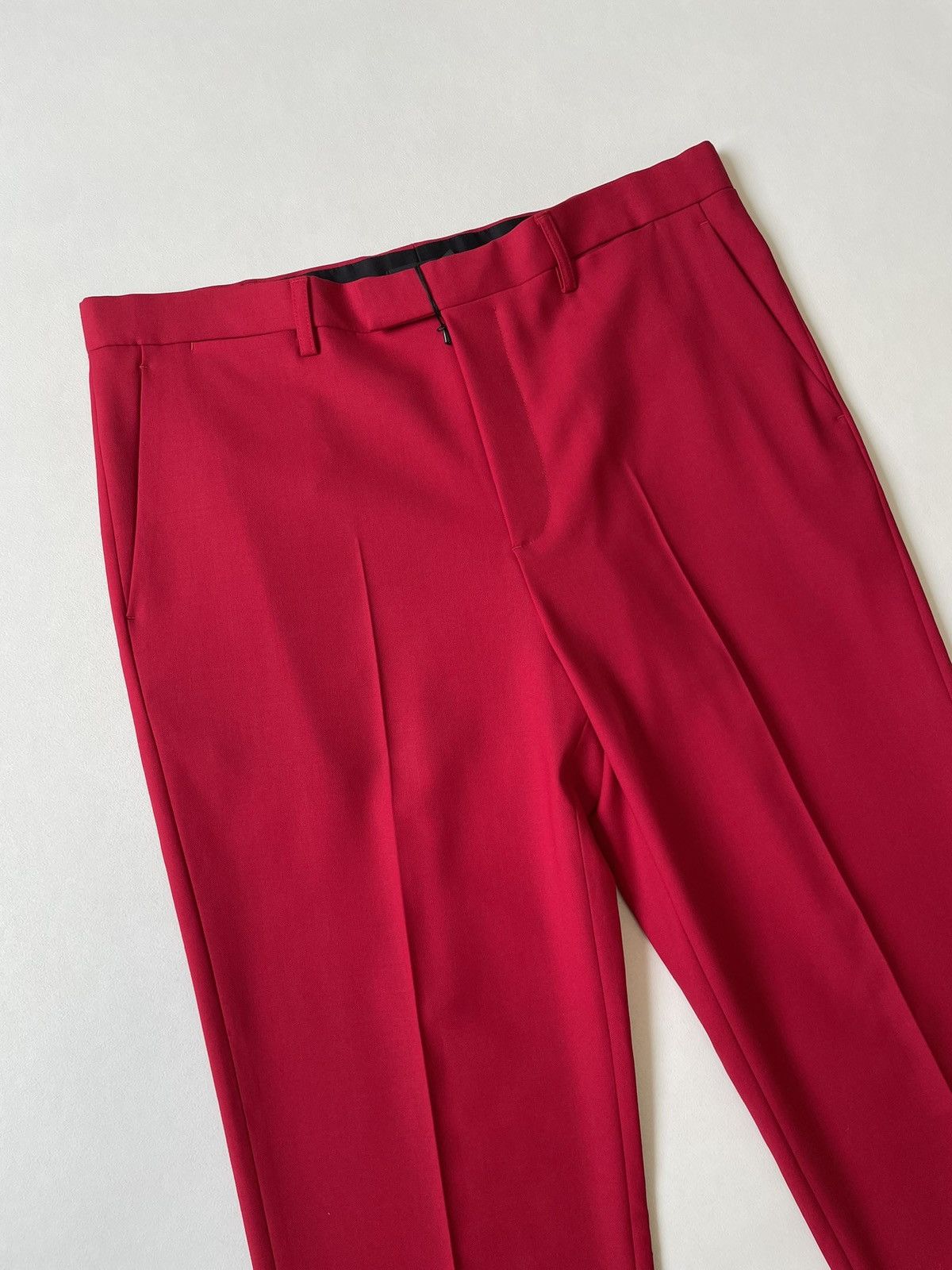 Raf Simons S/S 19 Red Wool Trousers With ‘Double Hem’ Size US 36 / EU 52 - 4 Thumbnail