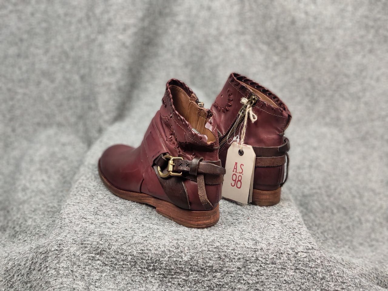 A.S.98 A.S.98 Airstep Design Zip Ankle Boots Shoes Burgundy leather Size US 7 / IT 37 - 11 Thumbnail