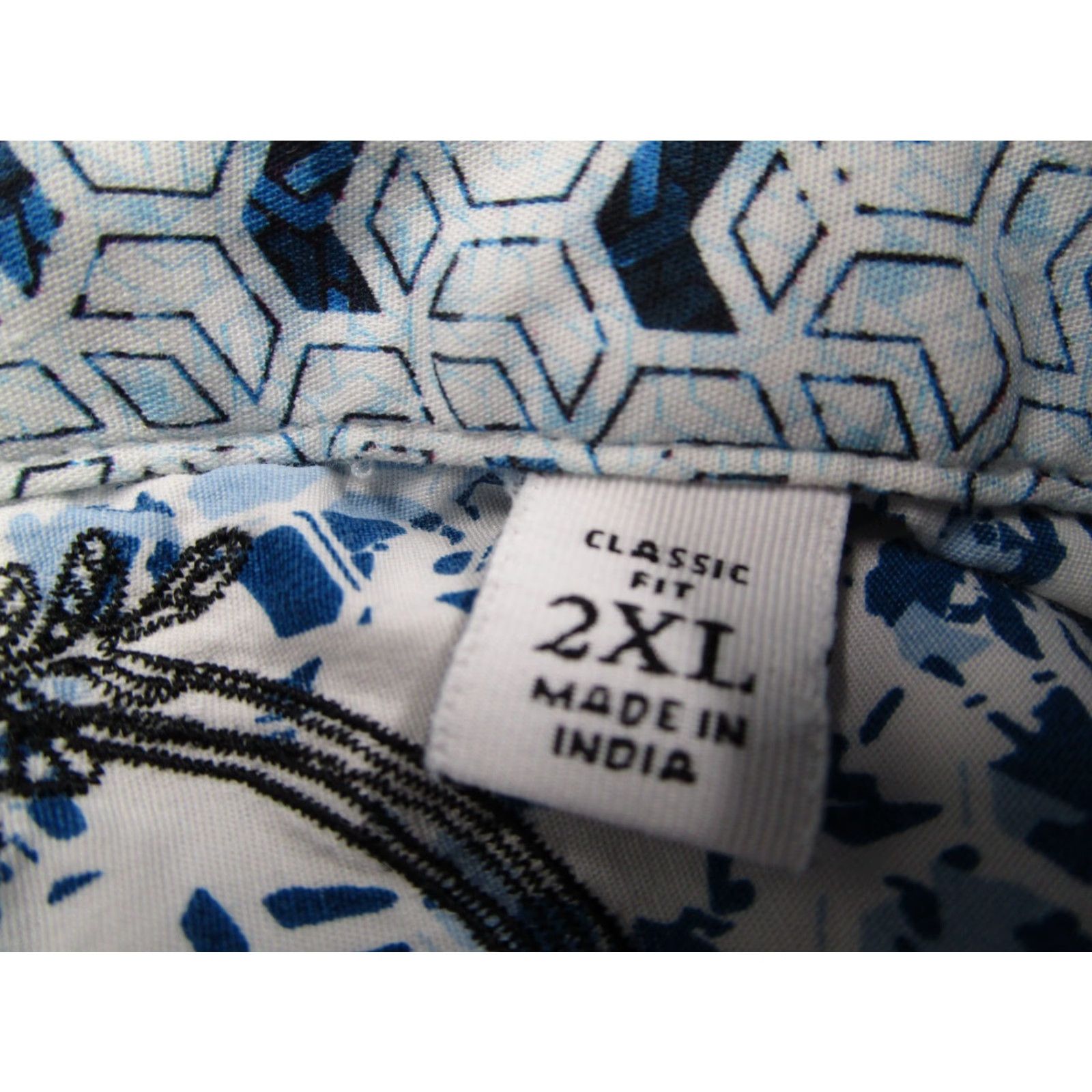 Robert Graham Robert Graham Shirt Mens 2XL Blue AOP Abstract Button Up Short Sleeve Classic Fit Geometric Twill Cotton Blend Button Logo Size US XXL / EU 58 / 5 - 4 Thumbnail