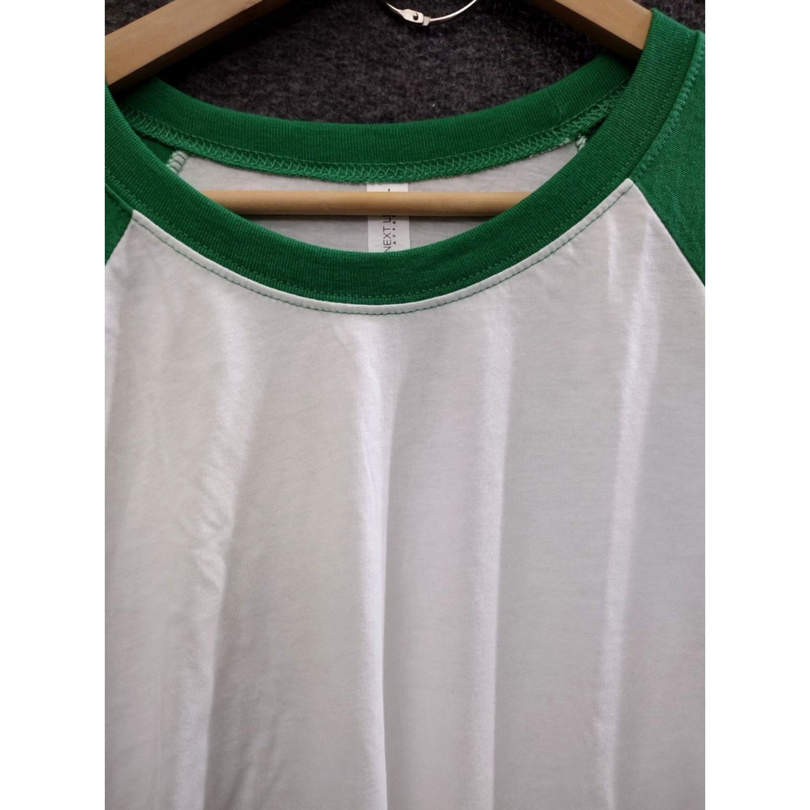 Next Level Next Level T-Shirt Colorblock Raglan 3/4 Sleeve 3XL Green/White Unisex Adults 80s Crew Neck Polyester Blend Size US XXL / EU 58 / 5 - 3 Thumbnail