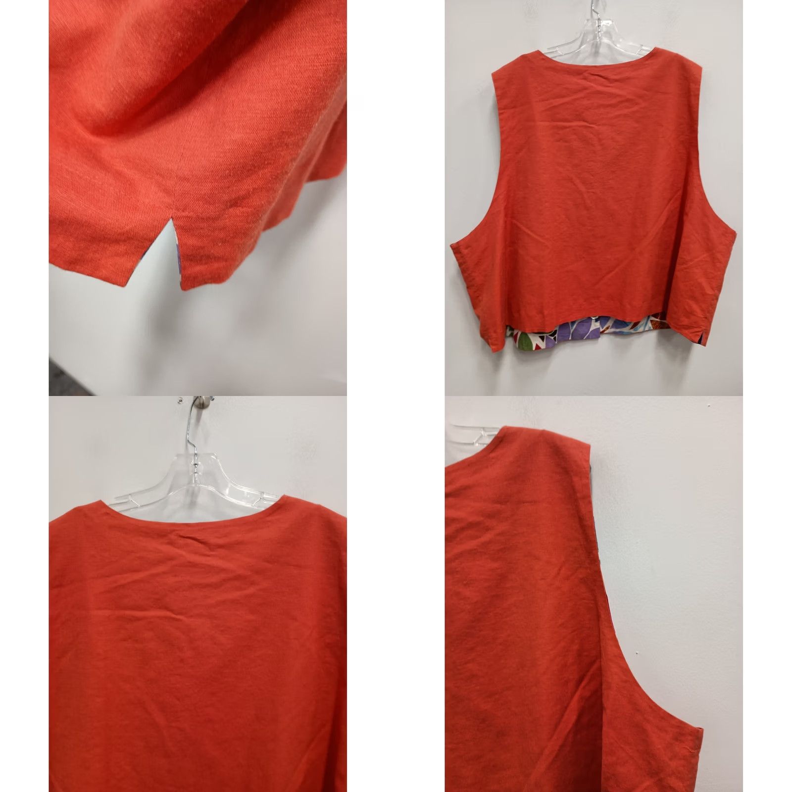 Vintage David Dart Collection Vest Women 3X Orange Linen Blend Button Up Art To Wear Size XXL / US 16-18 / IT 52-54 - 8 Thumbnail