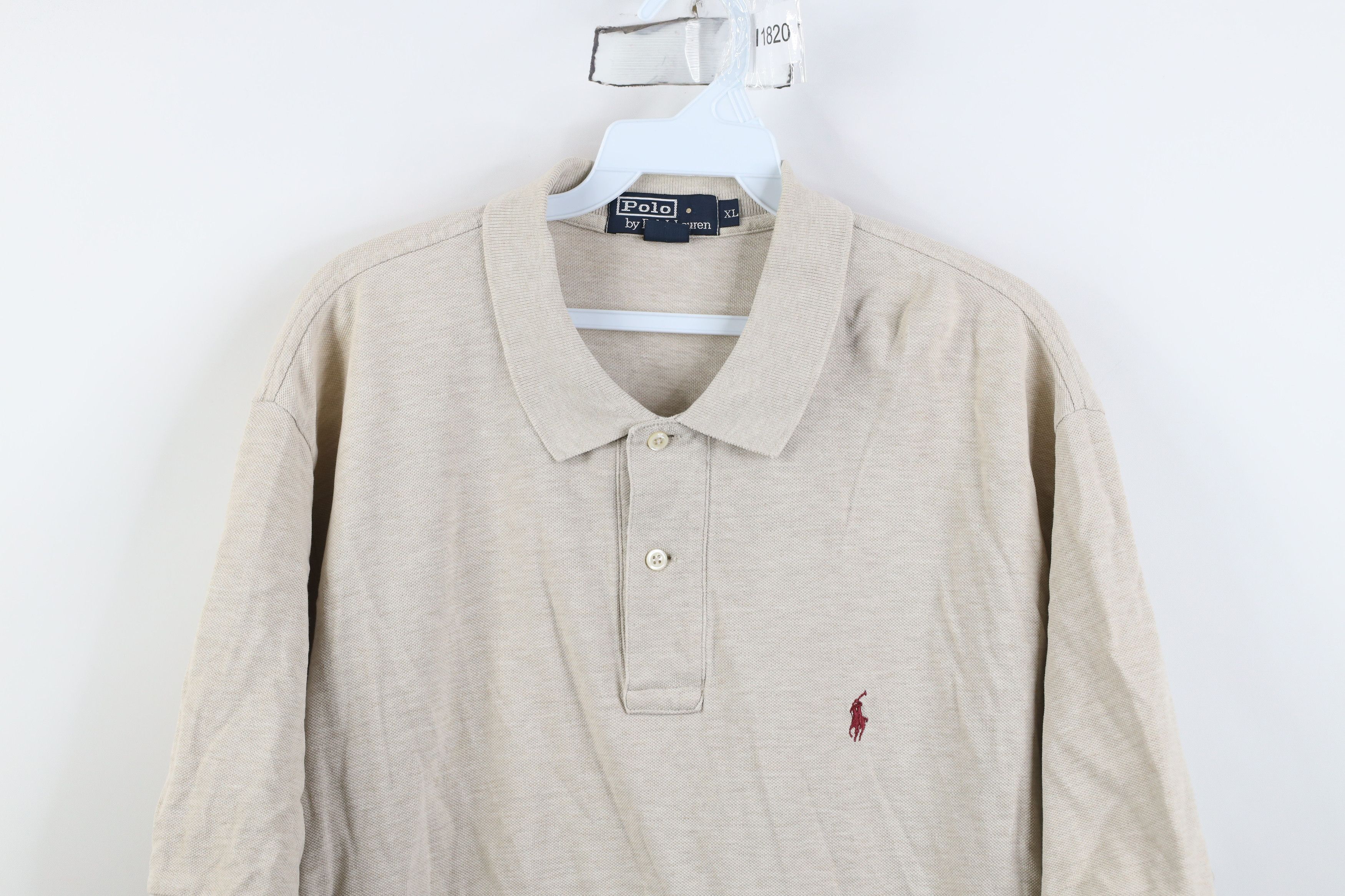 Ralph Lauren Vinage 90s Ralph Lauren Knit Collared Golf Polo Shirt Beige Size US XL / EU 56 / 4 - 2 Thumbnail