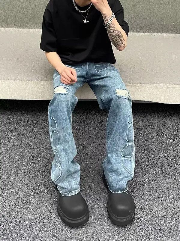 Jean Distressed Wide Leg Jeans Size US 32 / EU 48 - 3 Thumbnail