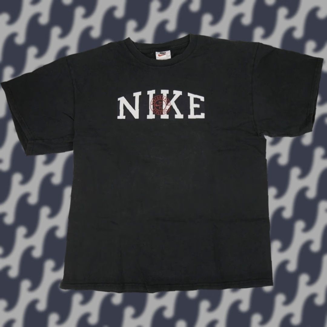 Nike VINTAGE Nike Shirt Mens Large Black Made Mexico Spell Out Logo Athletic 90s Tee Size US L / EU 52-54 / 3 - 1 Thumbnail