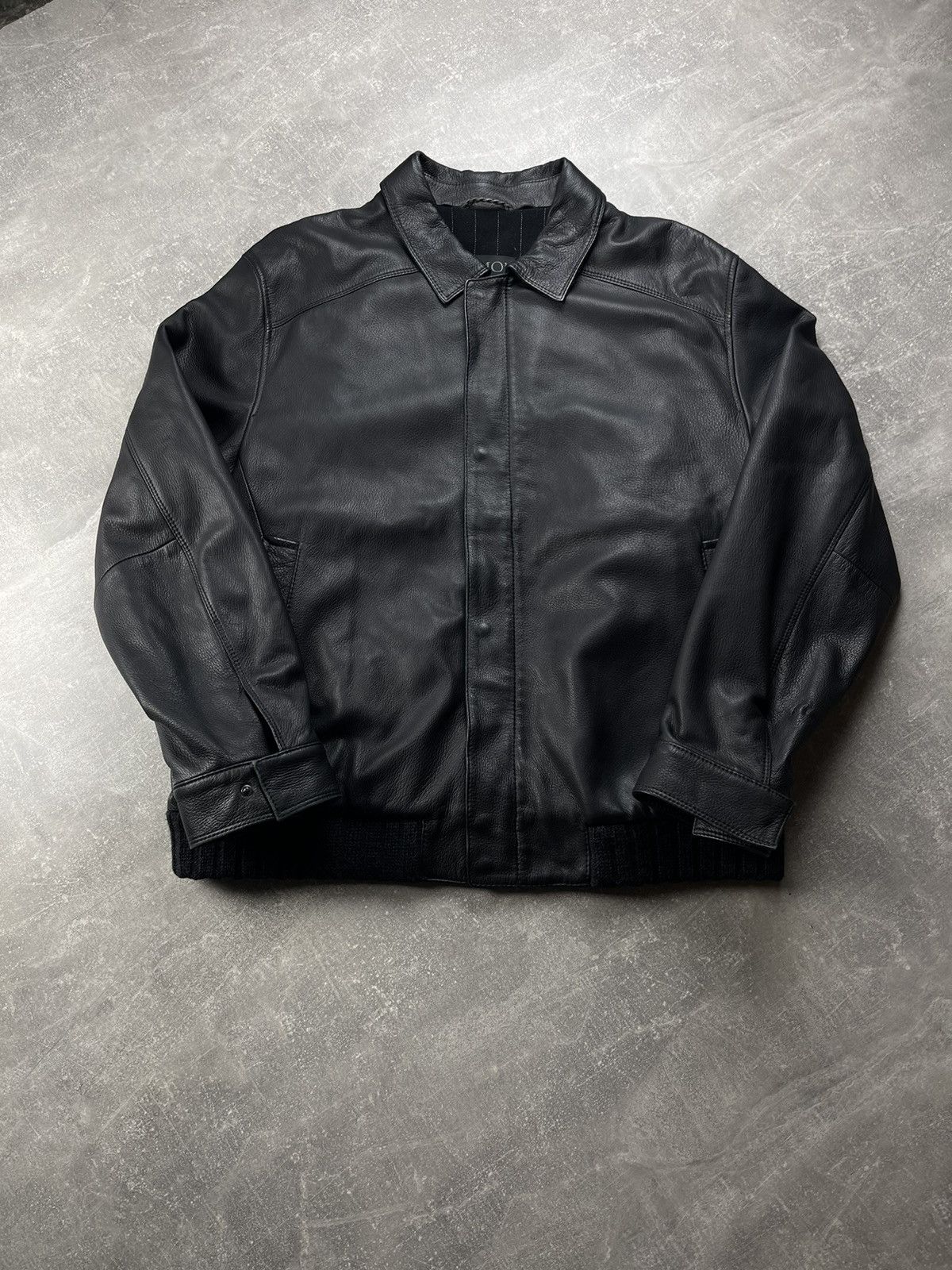 Genuine Leather × Gimo's Gimo's Luxury Black Cashmere Lining Leather Bomber Jacket Size US XL / EU 56 / 4 - 2 Thumbnail