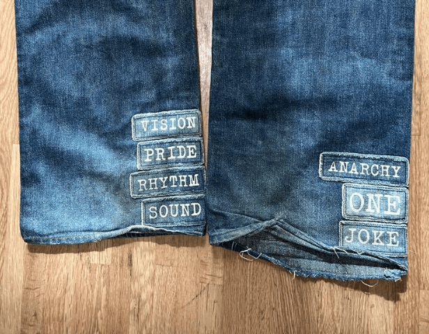 Japanese Brand 2002 SS Number (N)ine “modern age” poem patch grunge denim Size US 34 / EU 50 - 3 Thumbnail